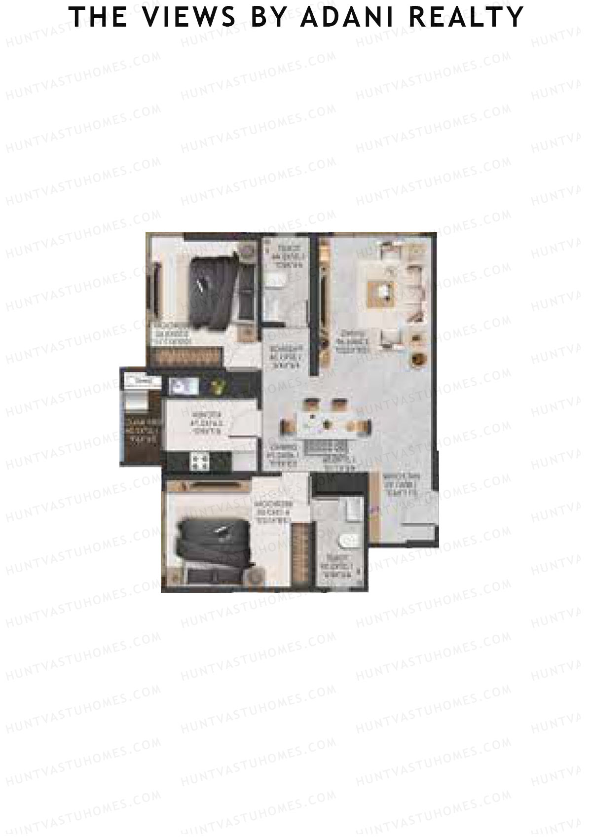 The Views By Adani Realty, Tower D Dawn, Unit 4, 2BHK, Carpet Area 835   sq ft 