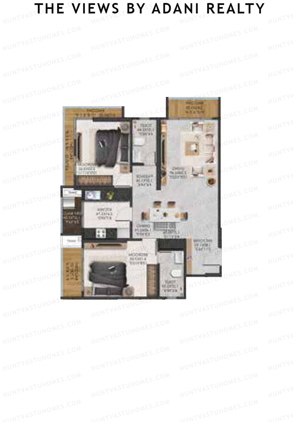 The Views By Adani Realty, Tower D Dawn, Unit 4, 2BHK, Carpet Area 954   sq ft 