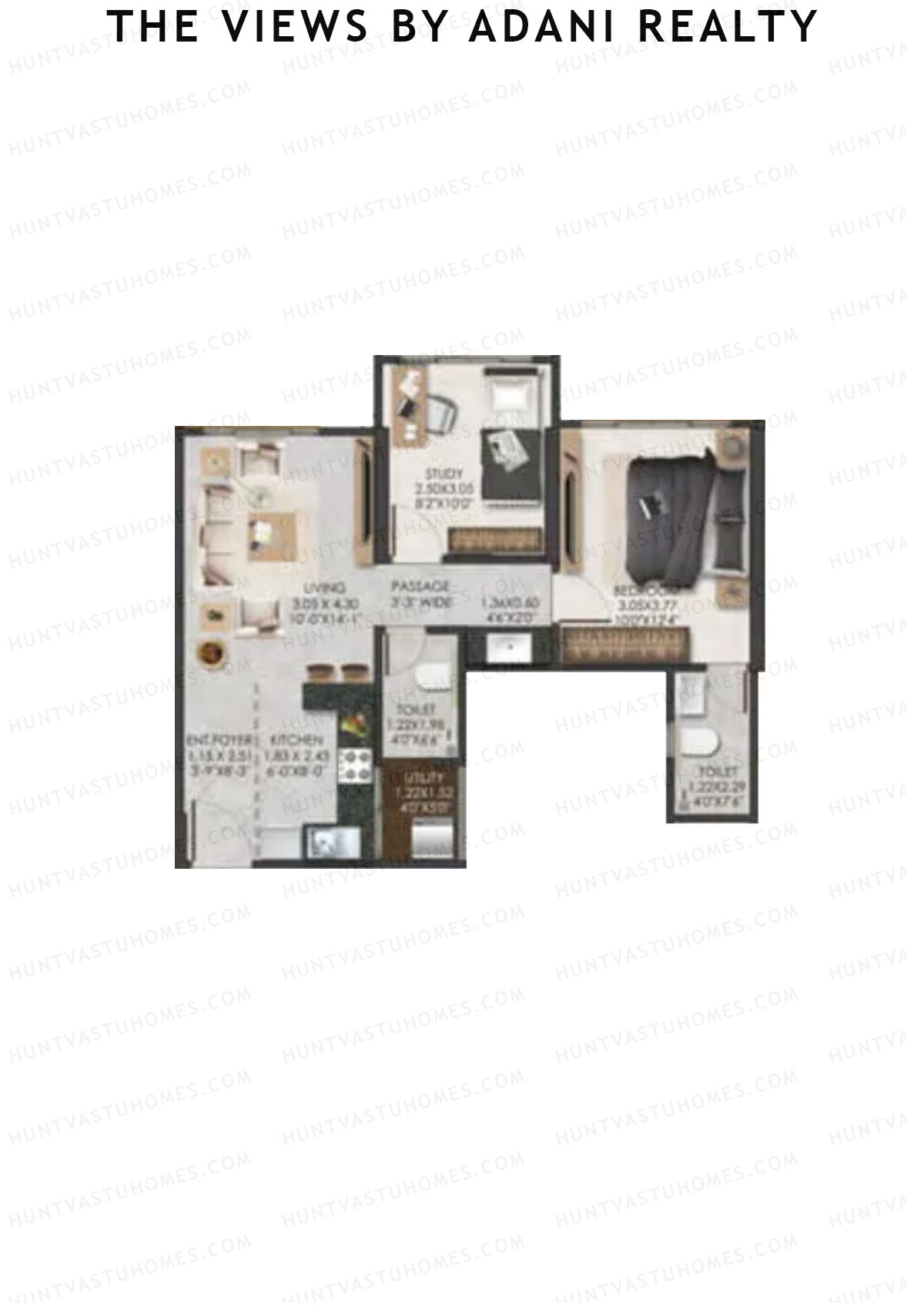The Views By Adani Realty, Tower D Dawn, Unit 5, 1BHK, Carpet Area 576   sq ft 