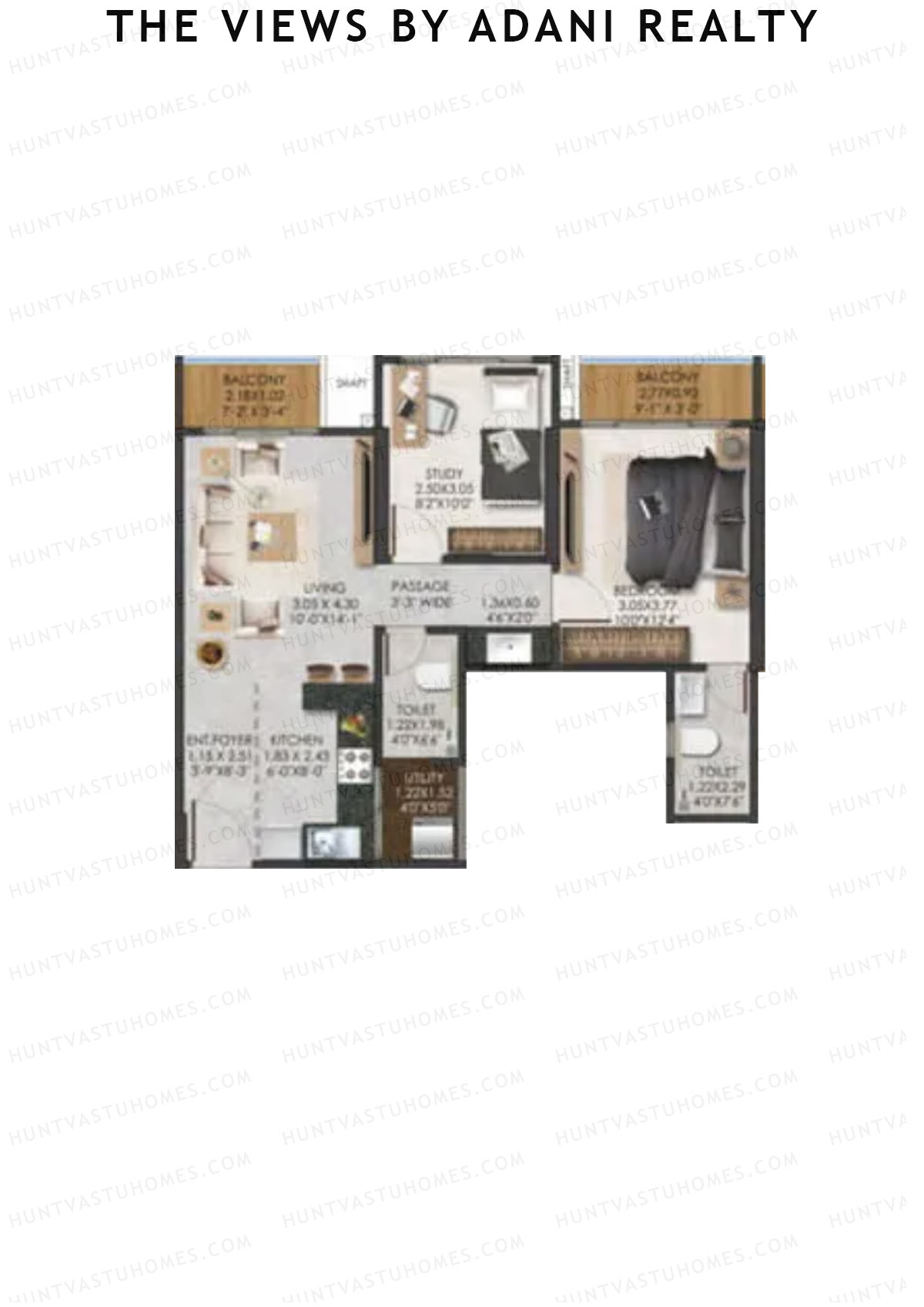 The Views By Adani Realty, Tower D Dawn, Unit 5, 1BHK, Carpet Area 634   sq ft 