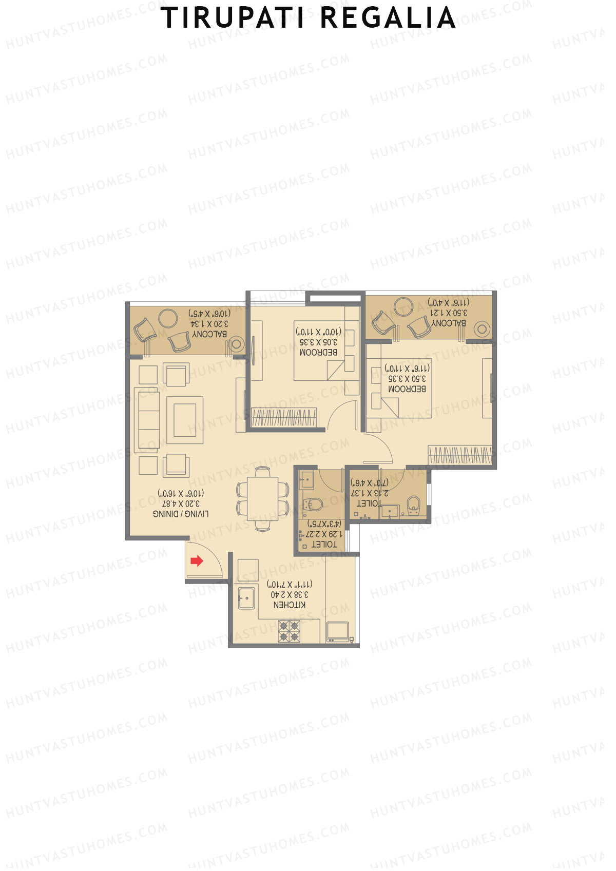 Tirupati Regalia Wing A Unit 2 (Type 1) Floor Plan