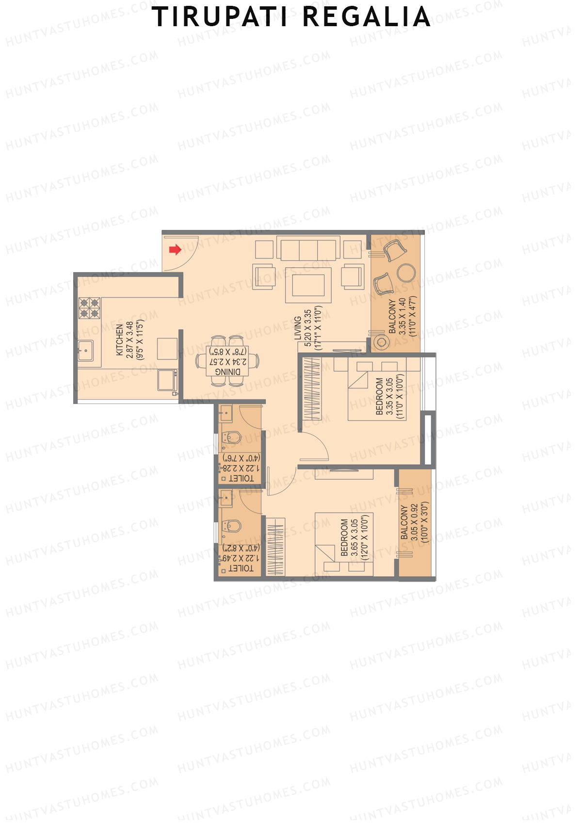 Tirupati Regalia Wing A Unit 5 (Type 2) Floor Plan