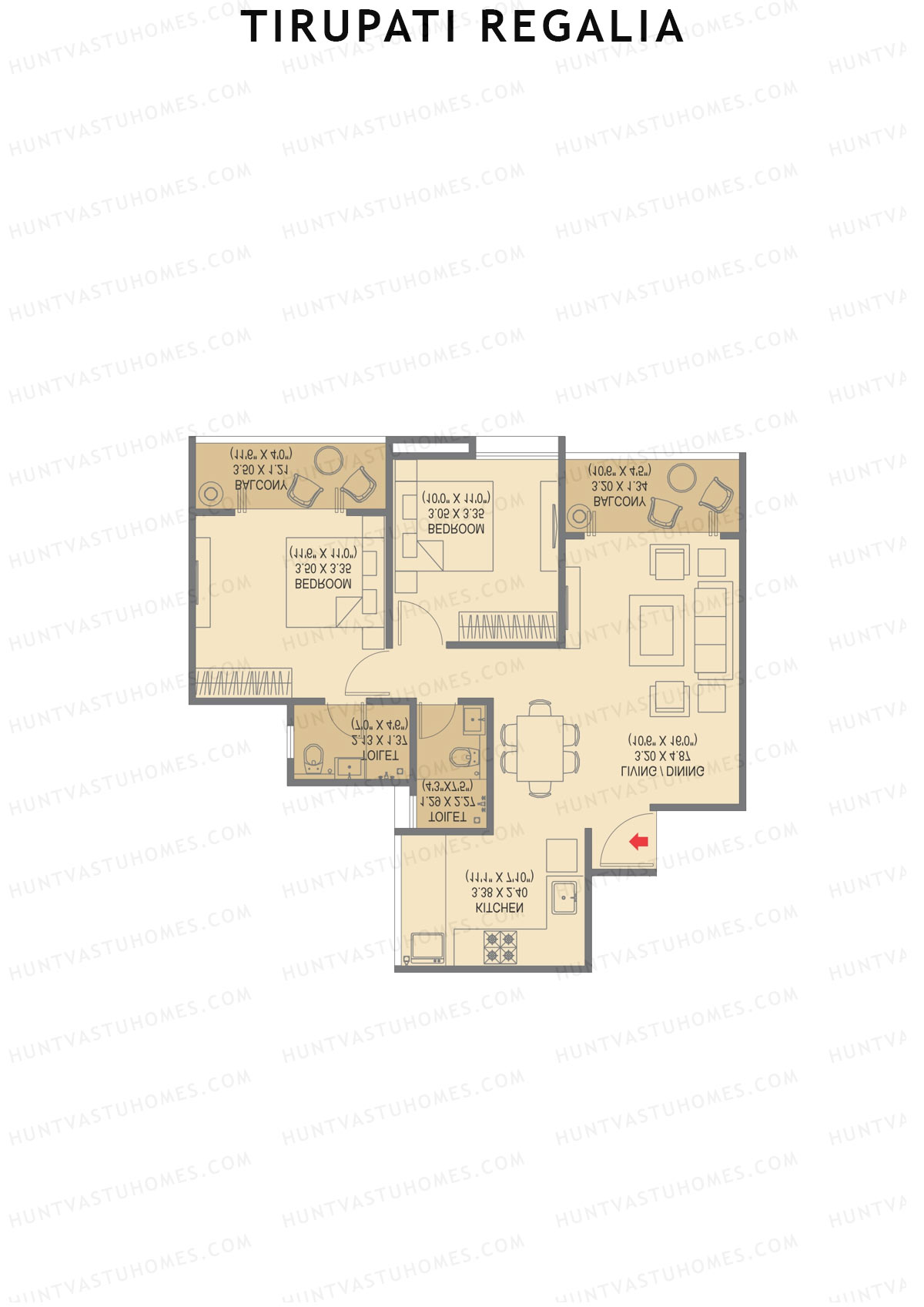 Tirupati Regalia Wing B Unit 2 (Type 1) Floor Plan