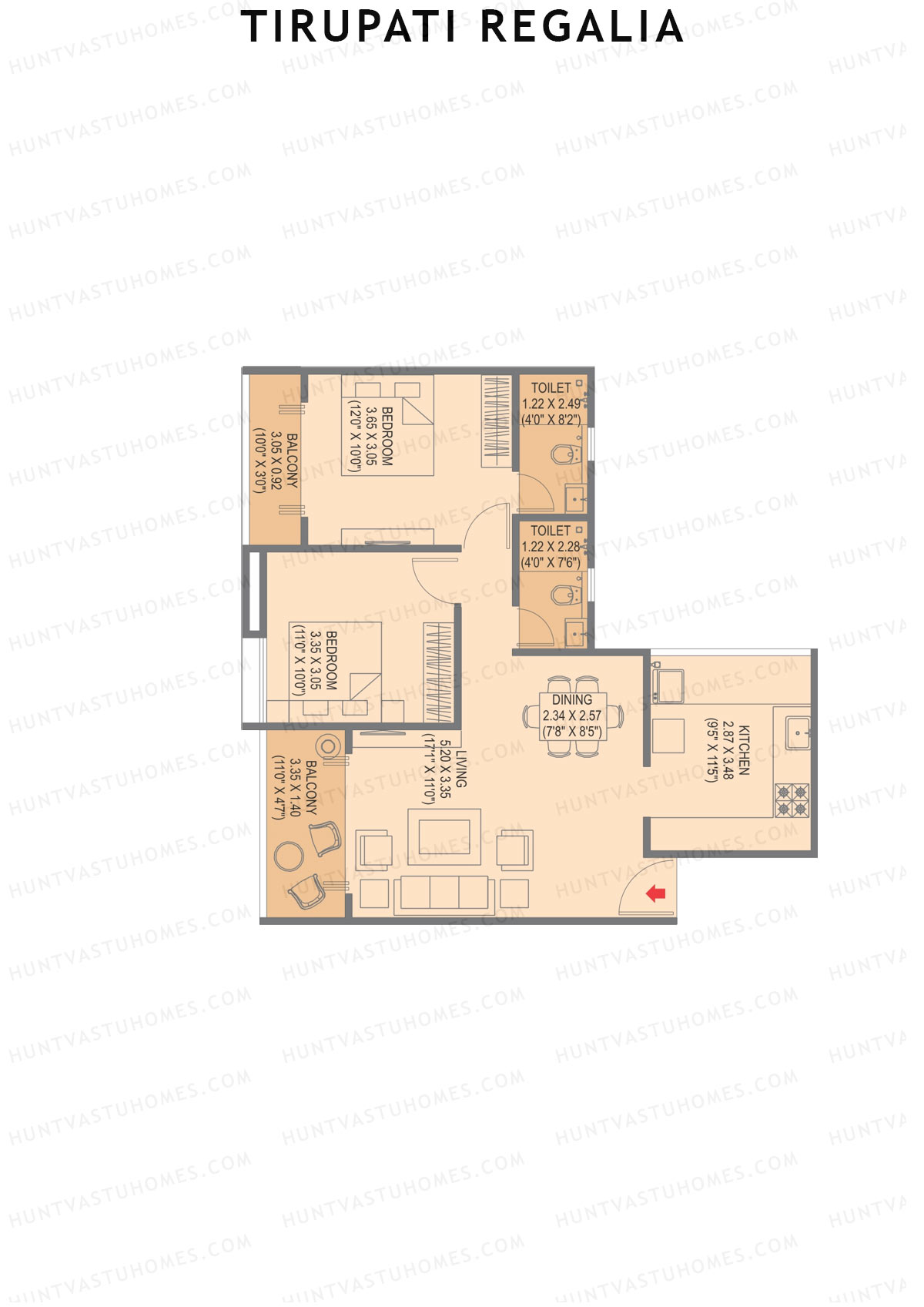 Tirupati Regalia Wing B Unit 4 (Type 2) Floor Plan