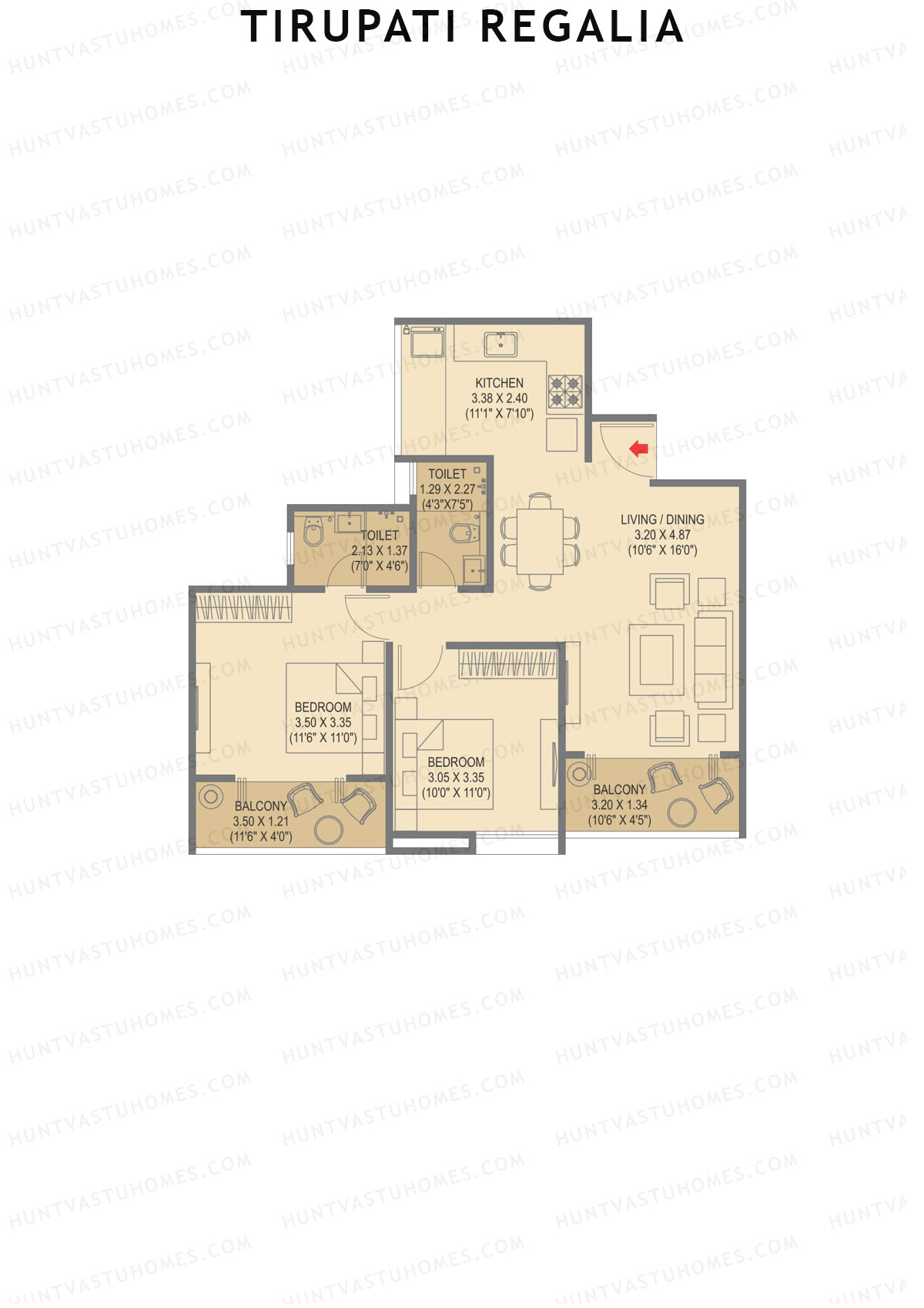 Tirupati Regalia Wing B Unit 7 (Type 1) Floor Plan