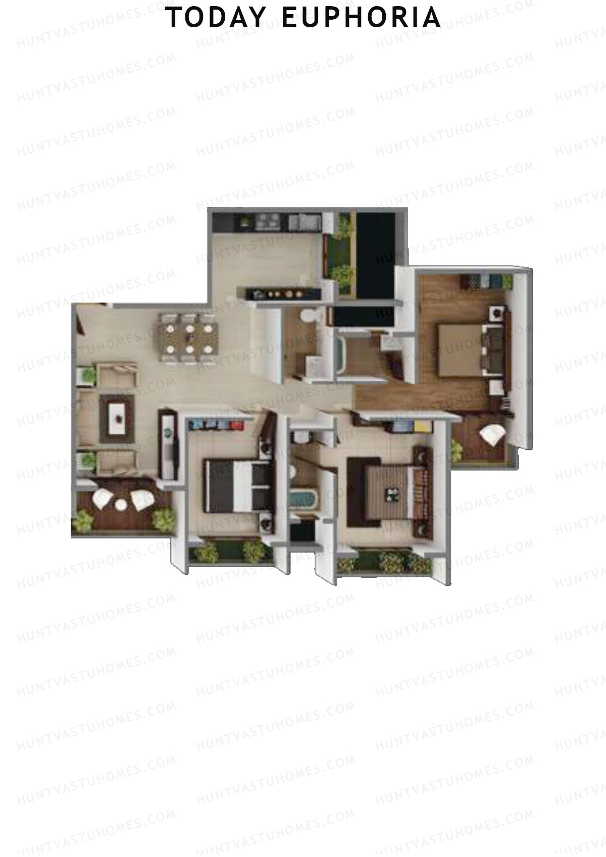 Today Euphoria, Tower A, Unit 1, 3BHK, Carpet Area 701   sq ft 