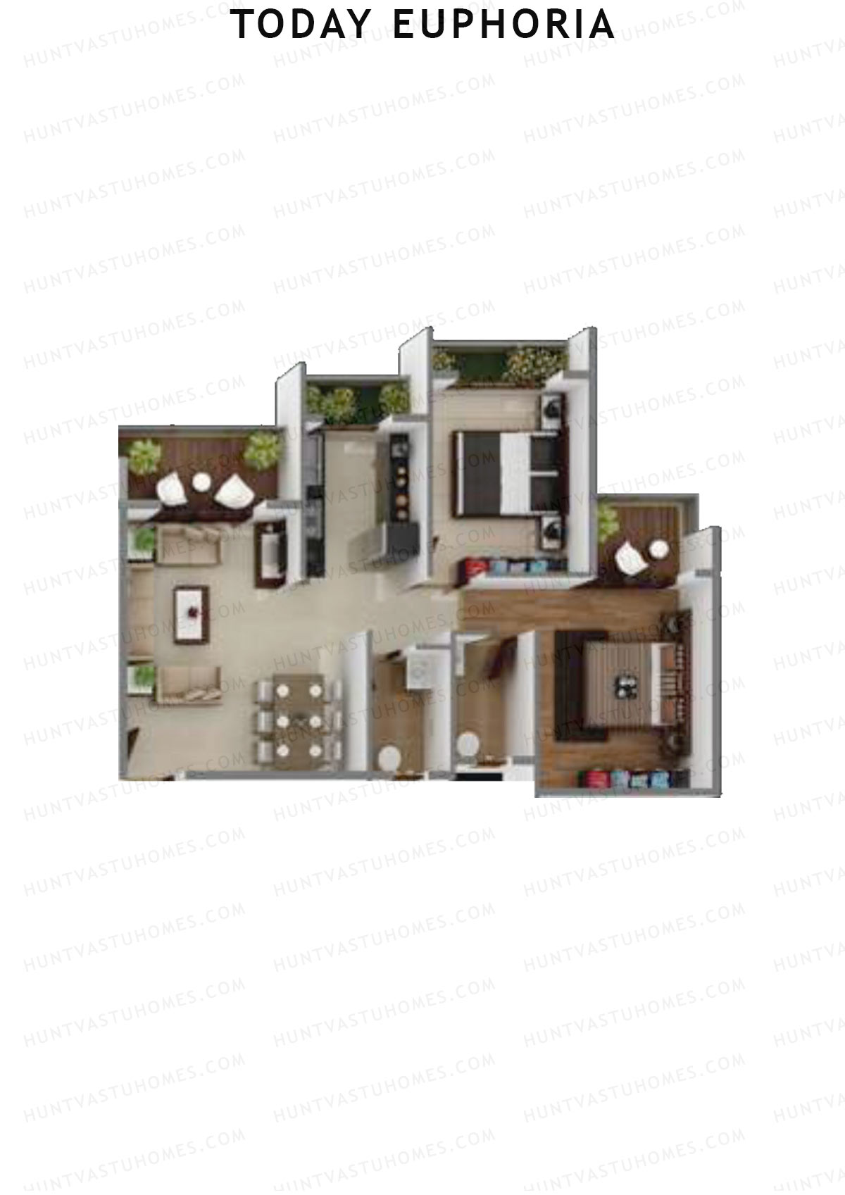 Today Euphoria, Tower A, Unit 8, 2BHK, Carpet Area 473   sq ft 