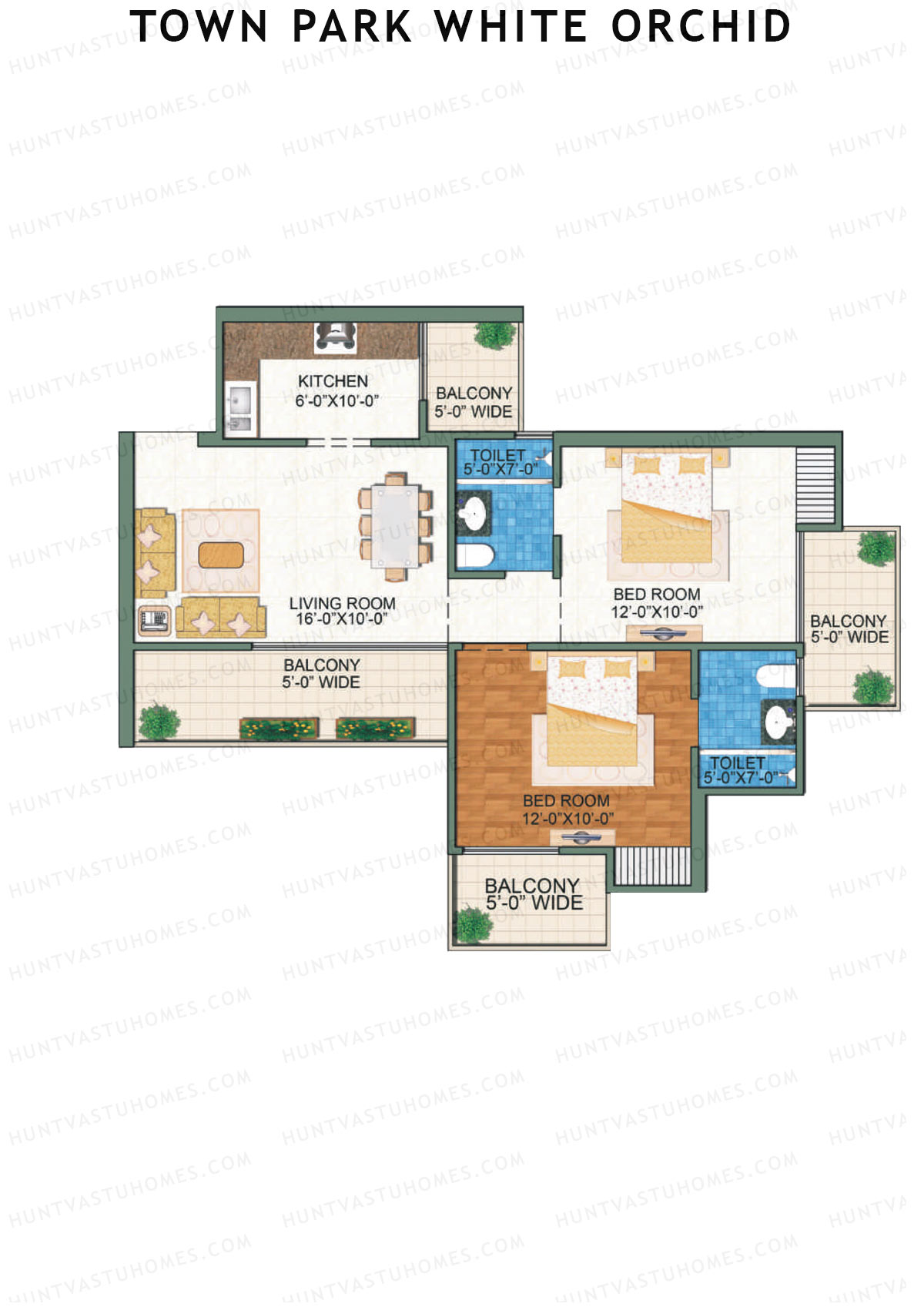 Town Park White Orchid Tower 1 Unit 2 Floor Plan
