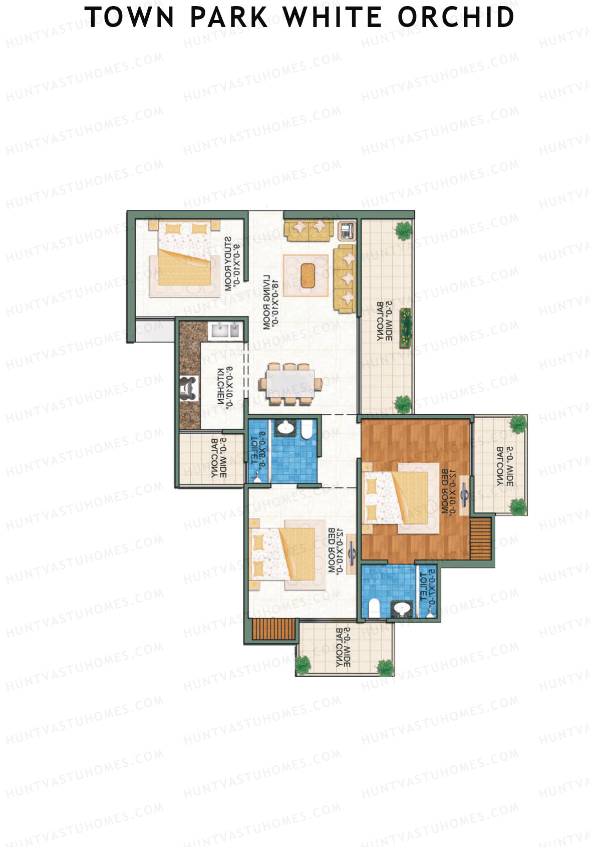Town Park White Orchid Tower 1 Unit 3 Floor Plan