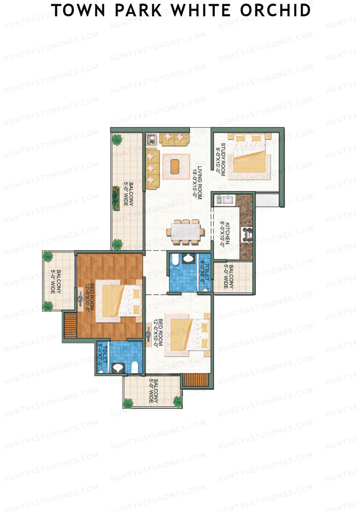 Town Park White Orchid Tower 1 Unit 4 Floor Plan