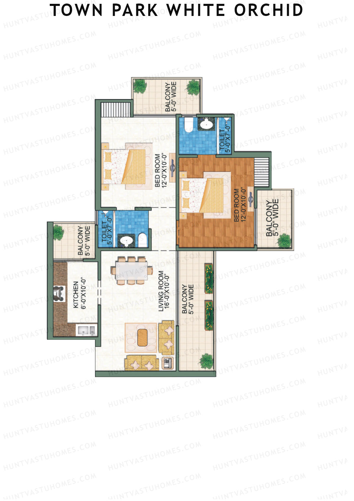 Town Park White Orchid Tower 1 Unit 6 Floor Plan