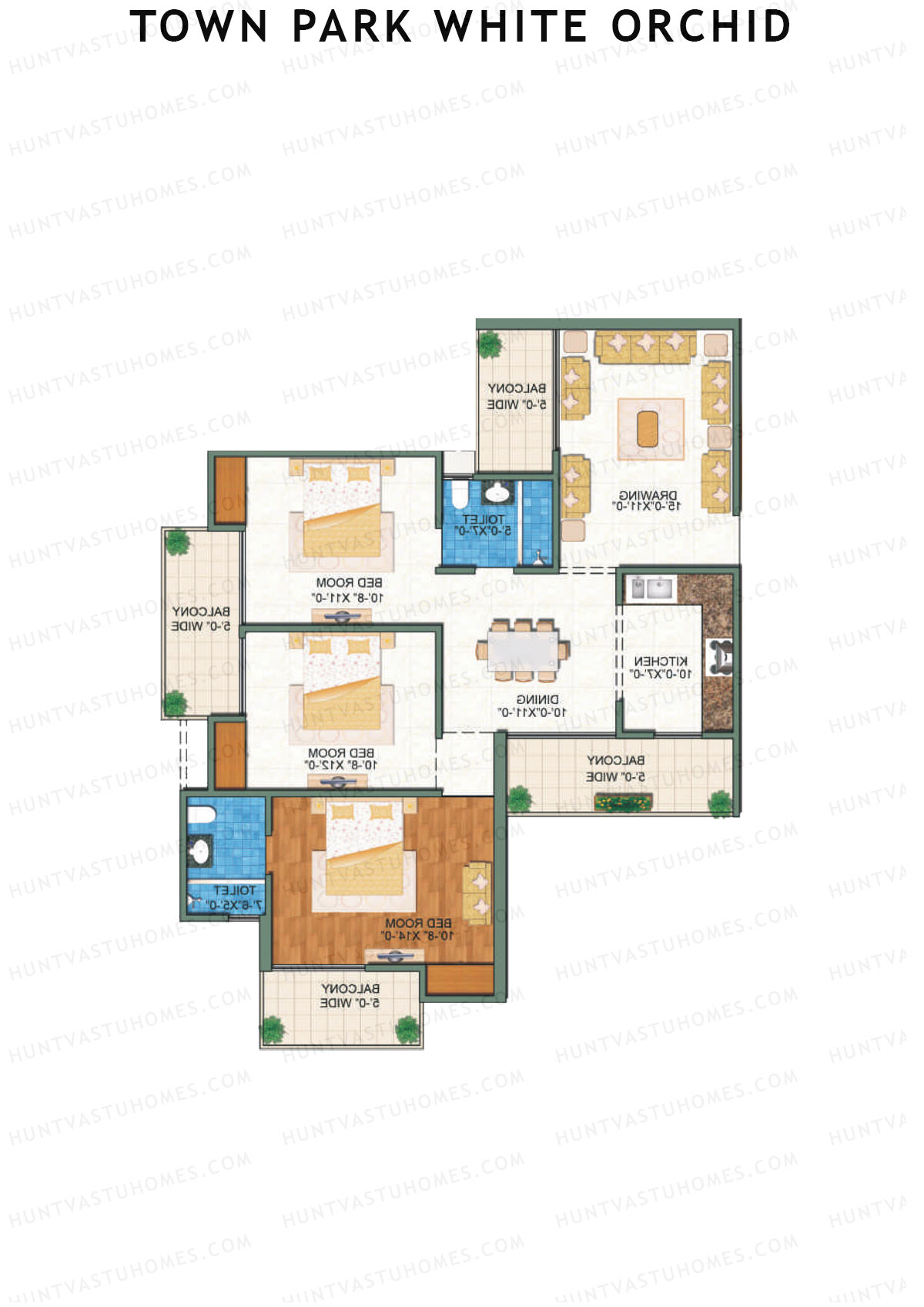 Town Park White Orchid Tower 2 Unit 2 Floor Plan