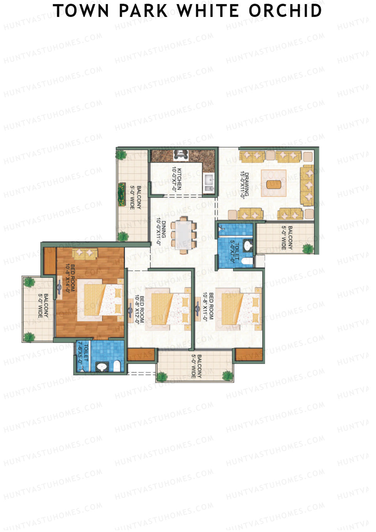 Town Park White Orchid Tower 2 Unit 3 Floor Plan