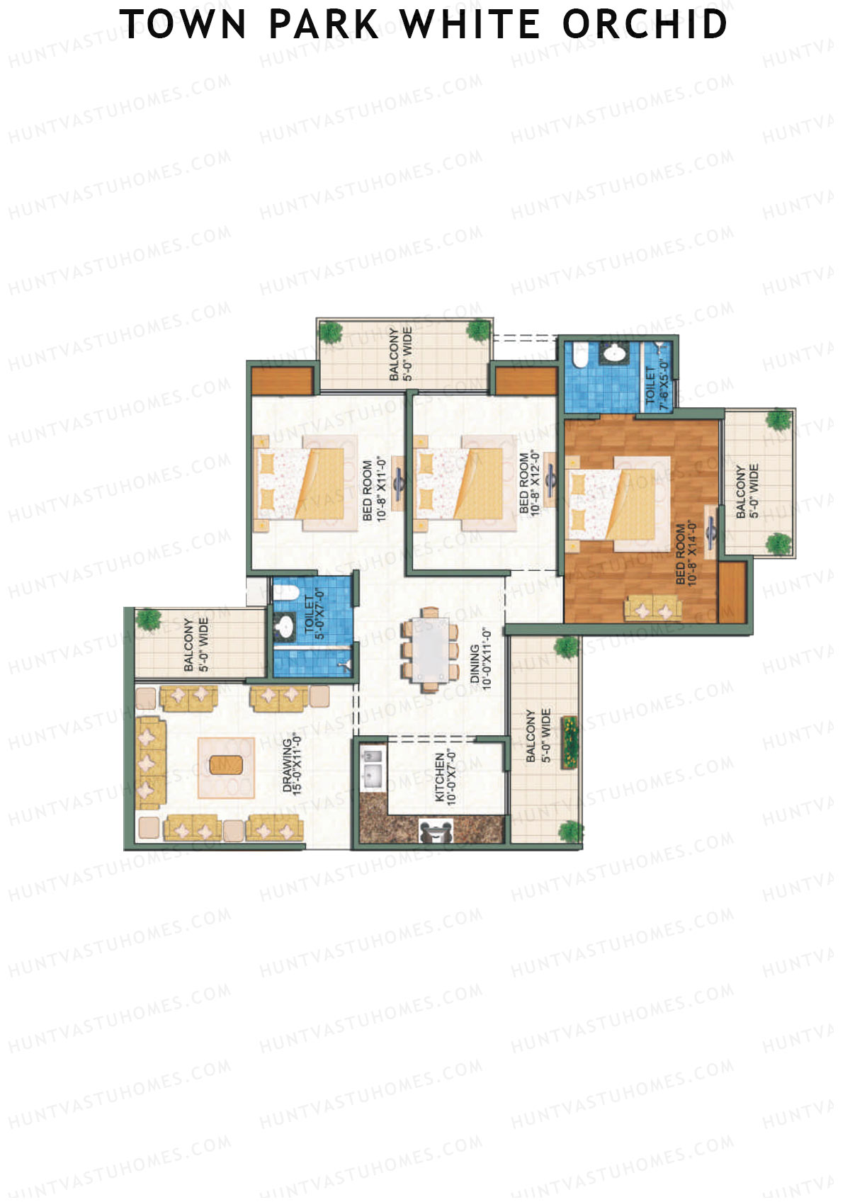 Town Park White Orchid Tower 2 Unit 5 Floor Plan