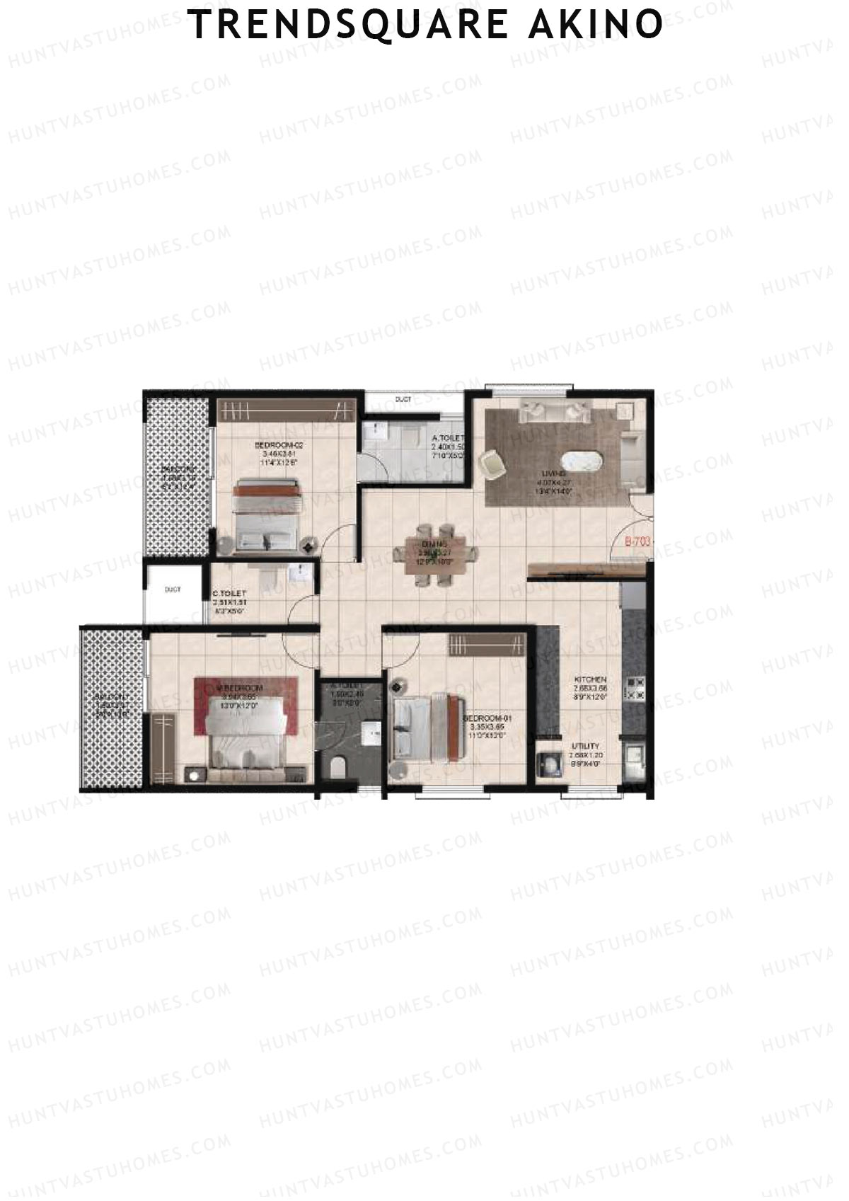 Trendsquare Akino Block A Unit 2 Floor Plan