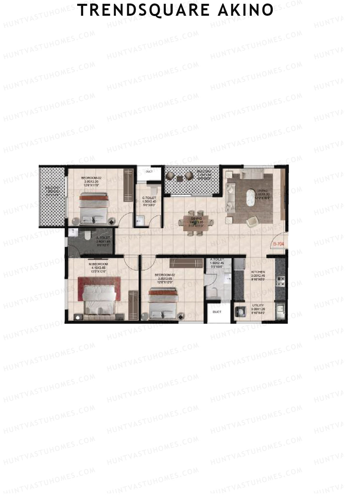 Trendsquare Akino Block B Unit 4 Floor Plan