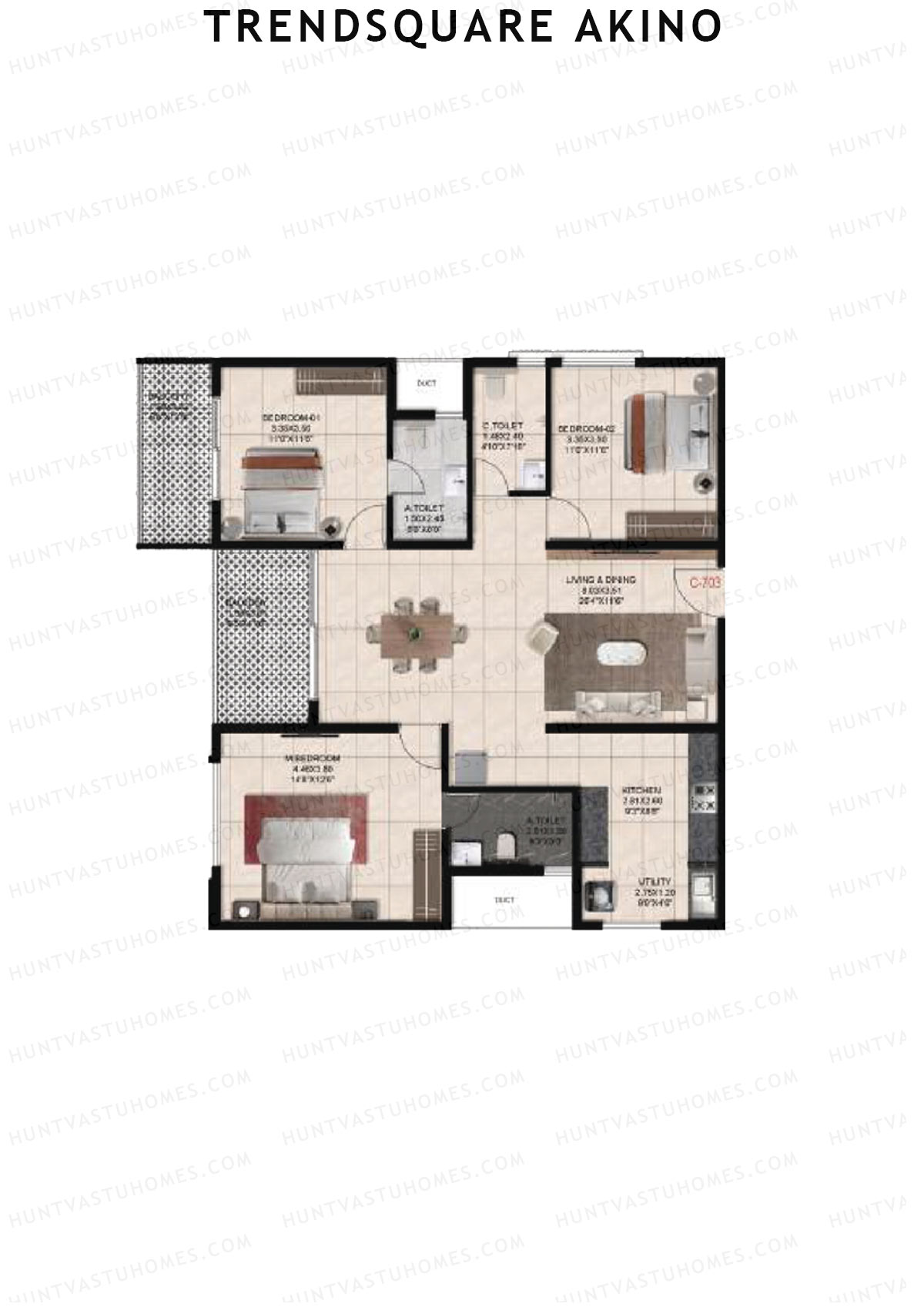 Trendsquare Akino Block C Unit 3 Floor Plan