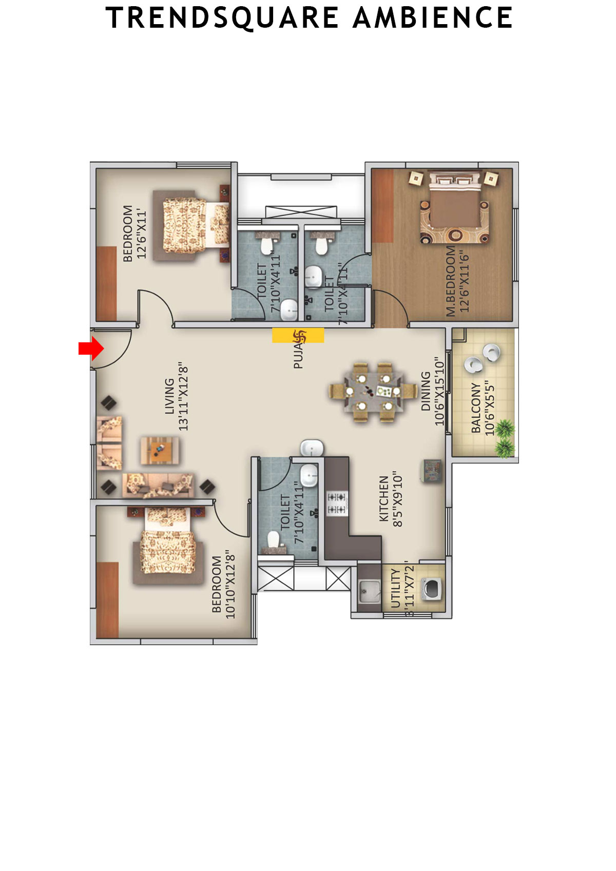 Trendsquare Ambience Tower A Unit 1 Floor Plan