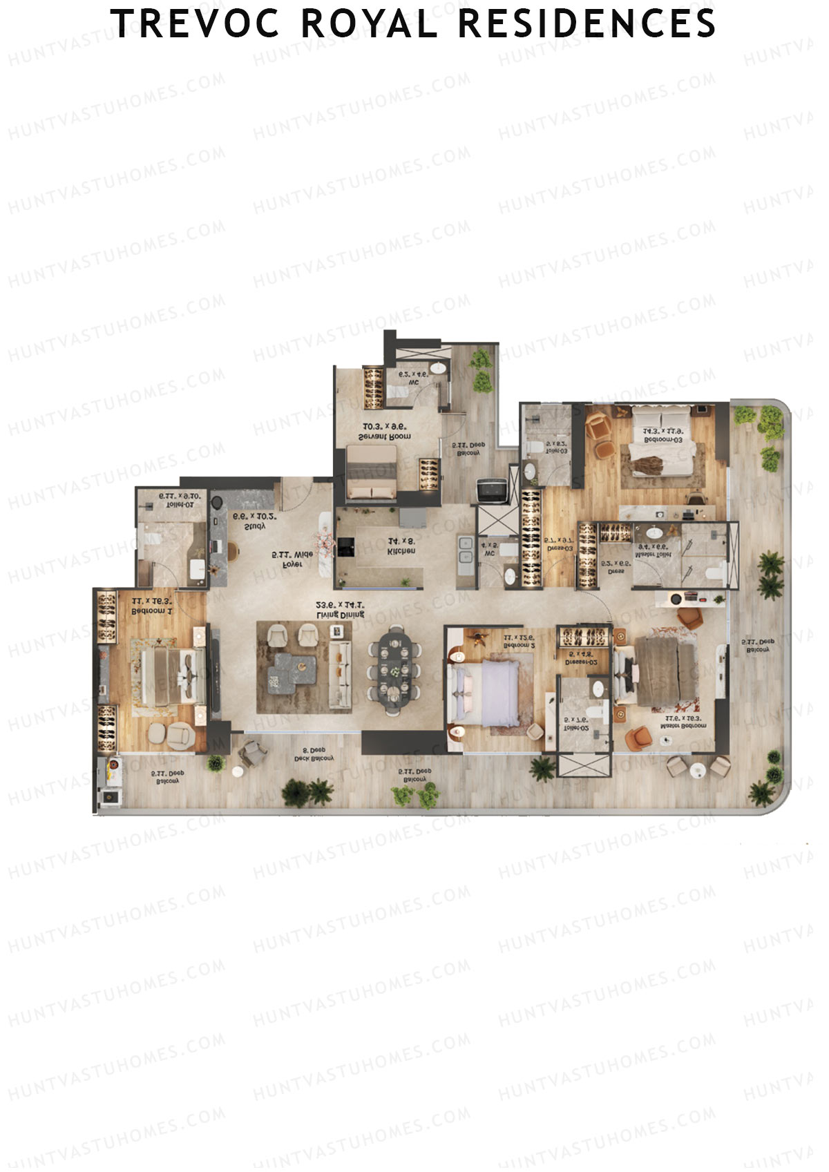 TREVOC Royal Residences Tower A Unit 3 (Type C) Floor Plan