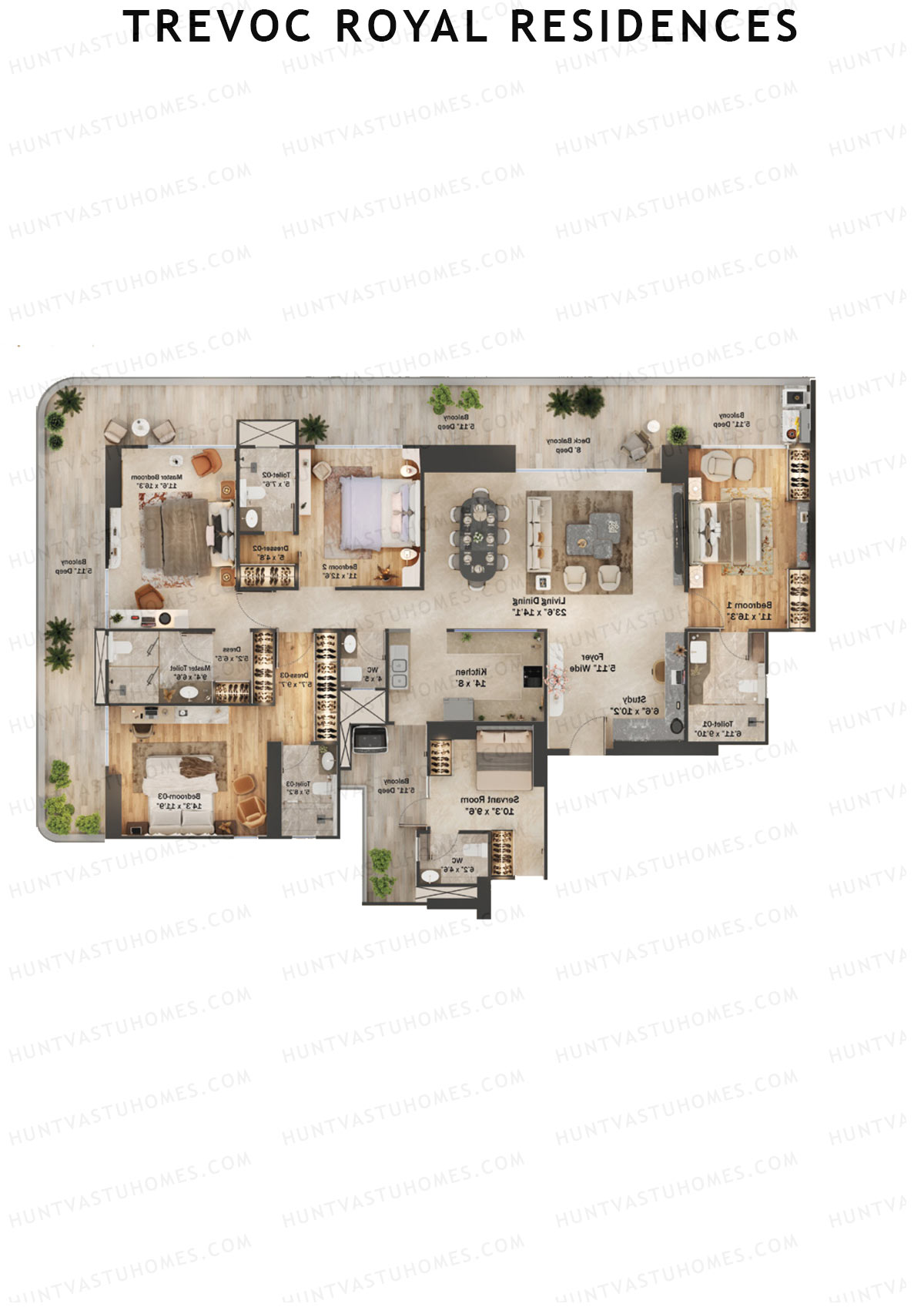 TREVOC Royal Residences Tower B Unit 1 (Type C) Floor Plan