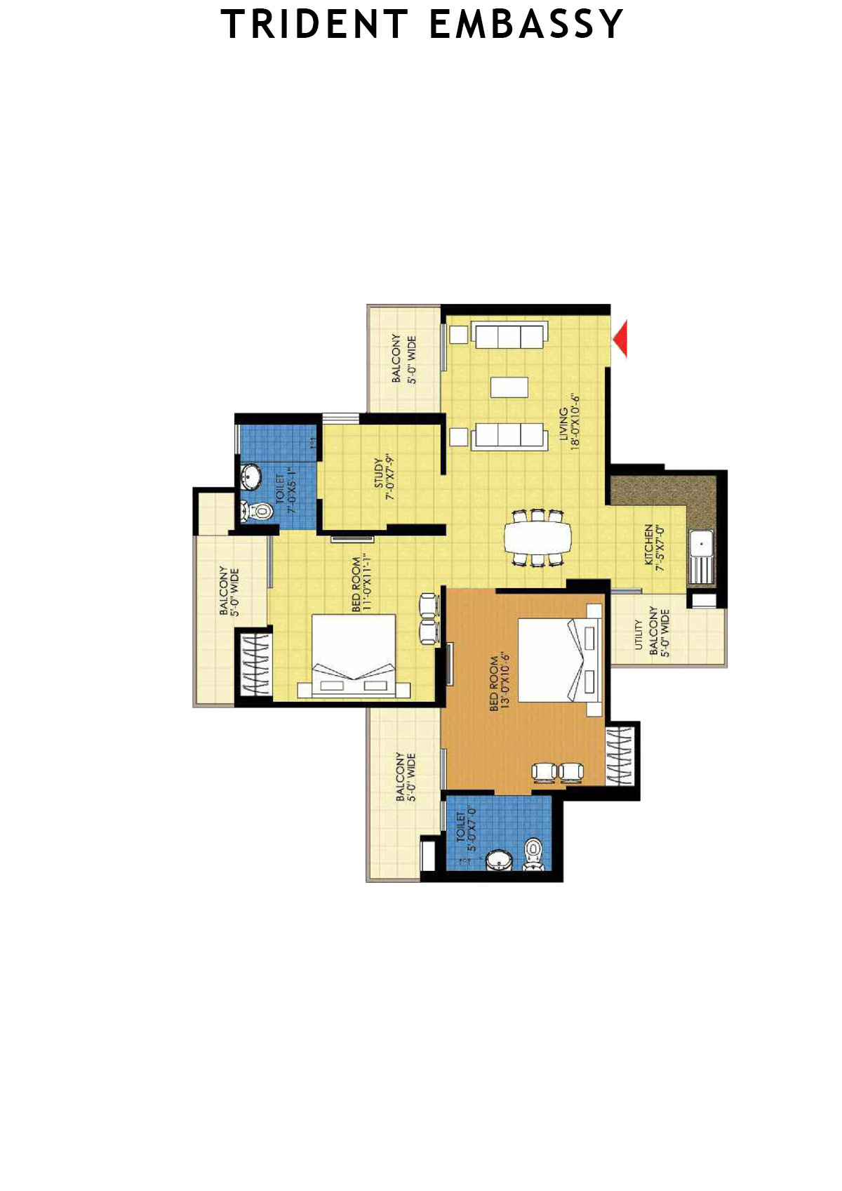 Trident Embassy Tower B Unit 3 Floor Plan