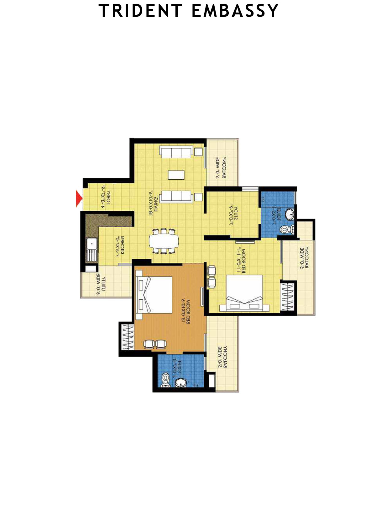 Trident Embassy Tower C Unit 1 Floor Plan