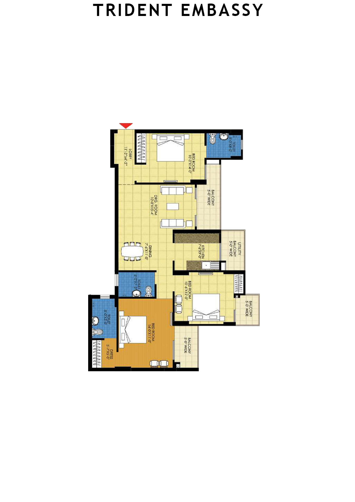 Trident Embassy Tower D Unit 1 Floor Plan
