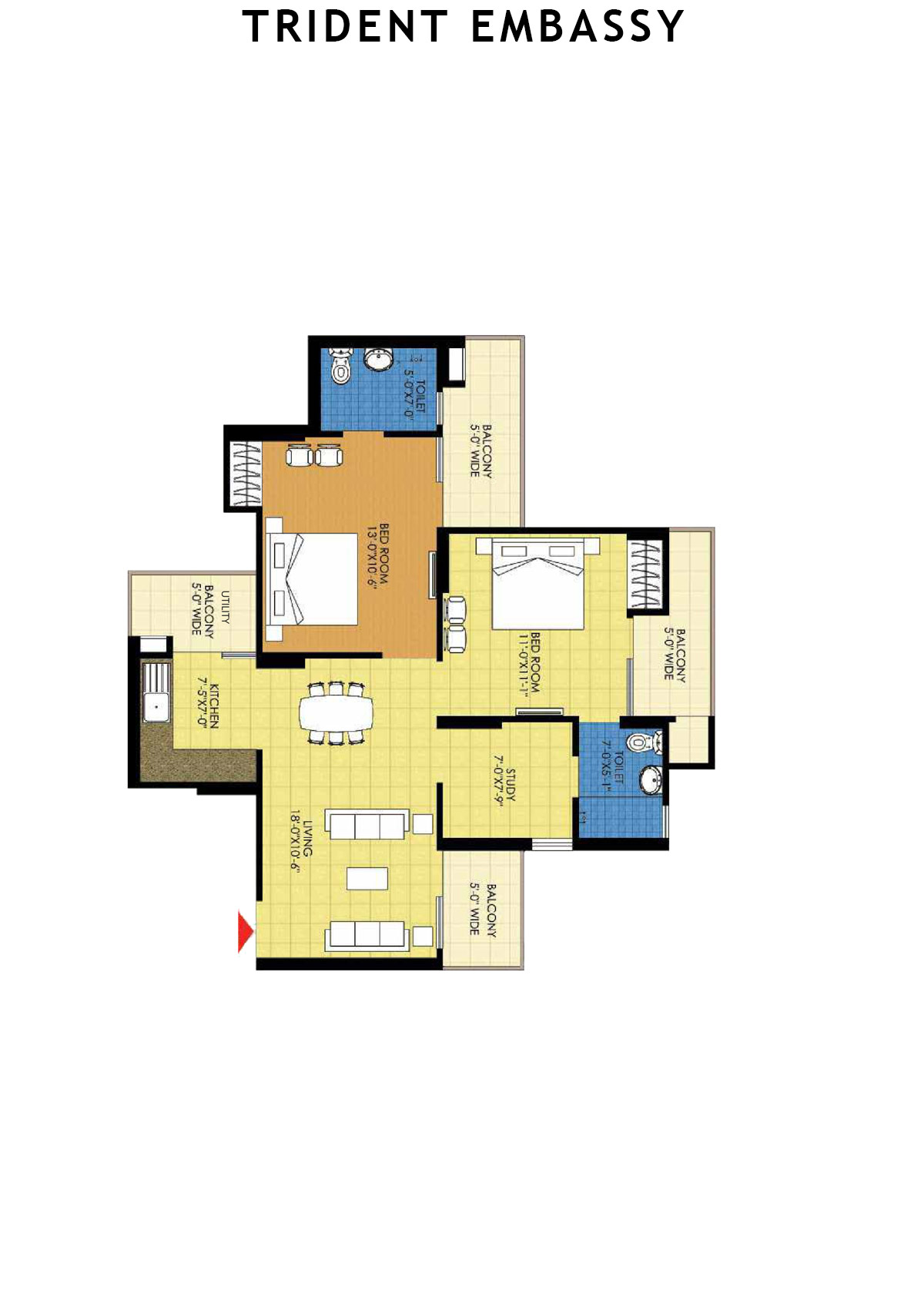 Trident Embassy Tower G Unit 2 Floor Plan