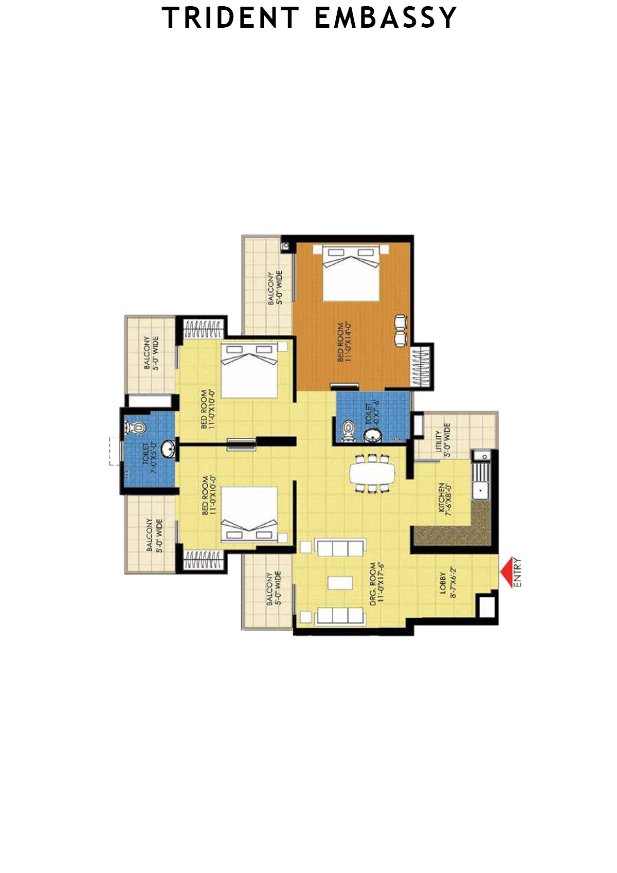 Trident Embassy Tower H Unit 1 Floor Plan