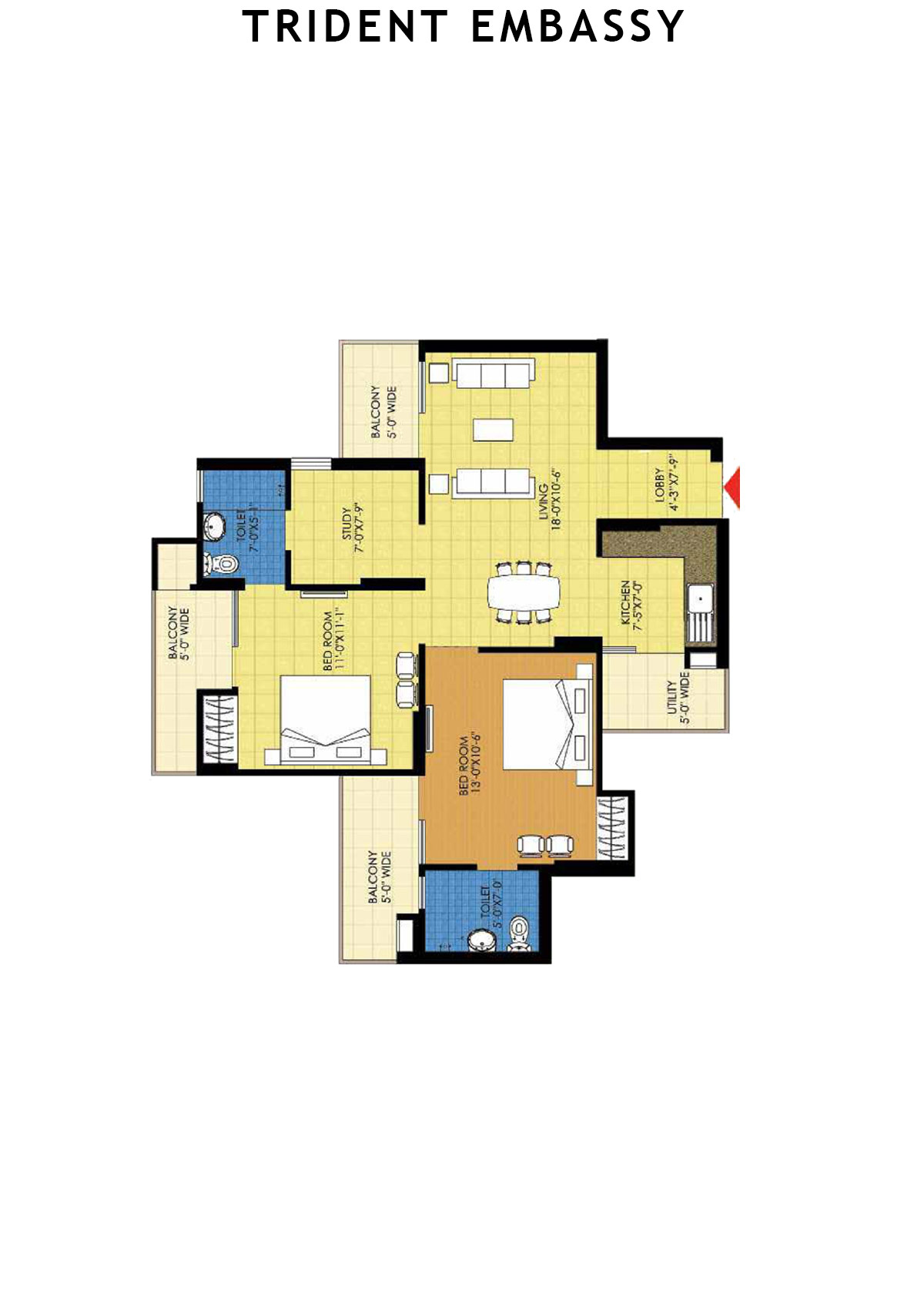 Trident Embassy Tower H Unit 3 Floor Plan