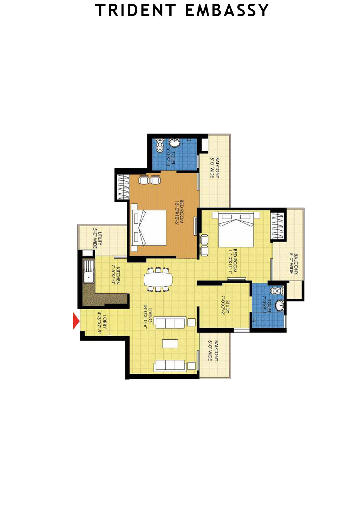 Trident Embassy Tower J Unit 2 Floor Plan