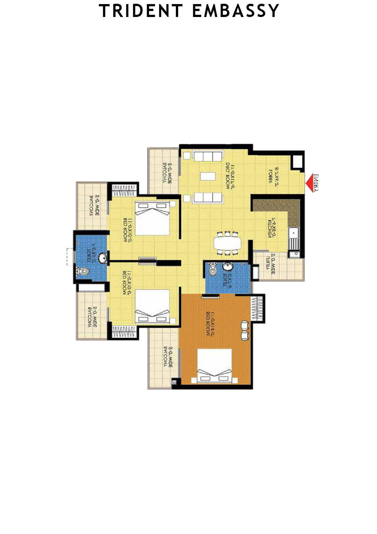 Trident Embassy Tower J Unit 3 Floor Plan