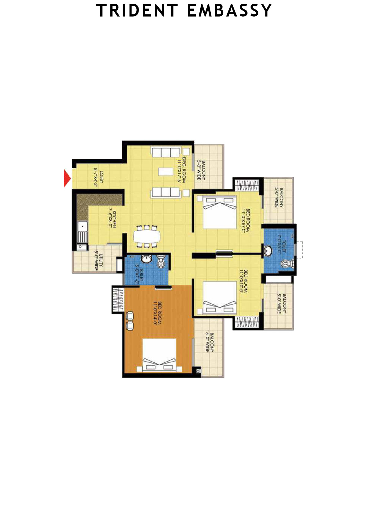 Trident Embassy Tower J Unit 4 Floor Plan