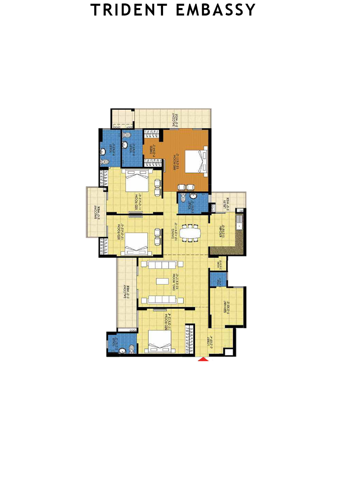 Trident Embassy Tower K Unit 1 Floor Plan