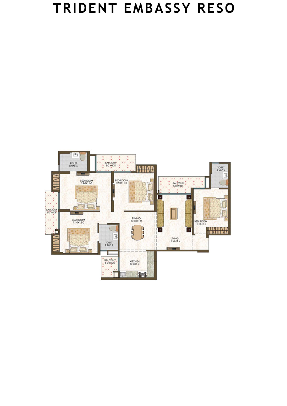 Trident Embassy Reso Tower 1 Unit 1 (Type 4) Floor Plan