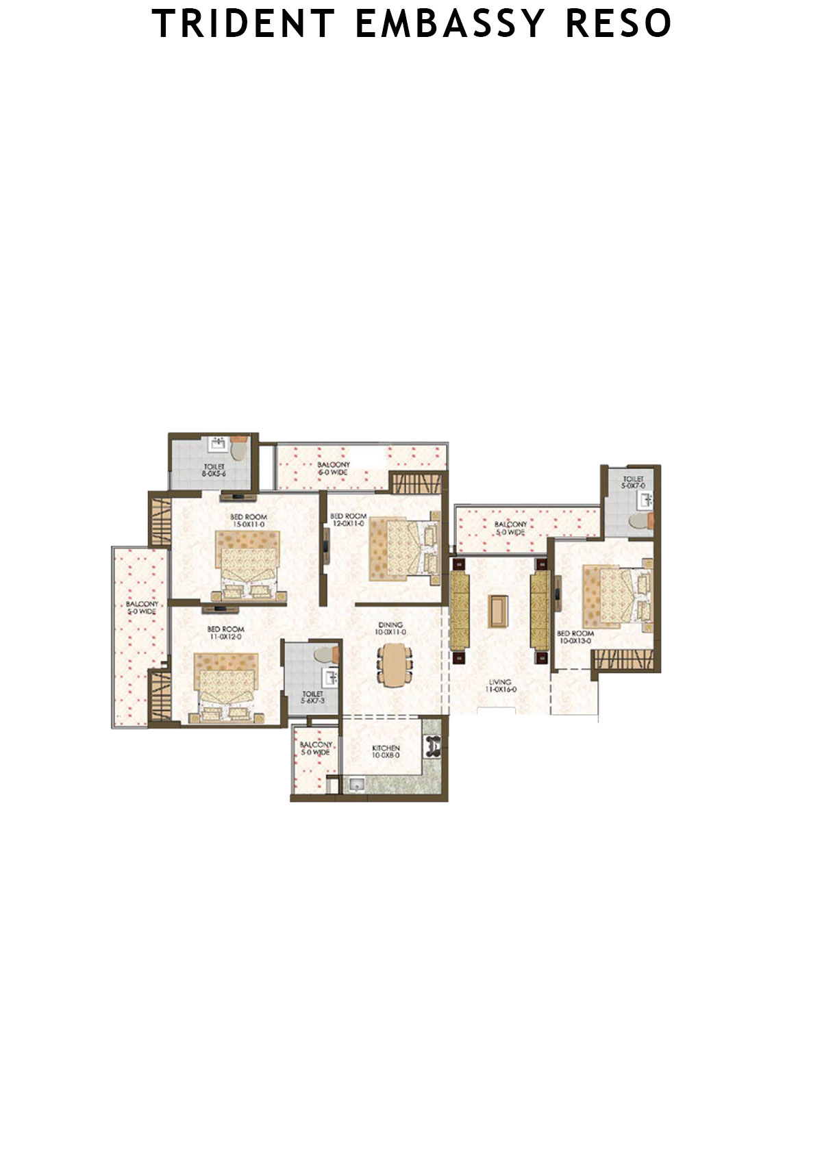 Trident Embassy Reso Tower 1 Unit 1 (Type 4A ) Floor Plan