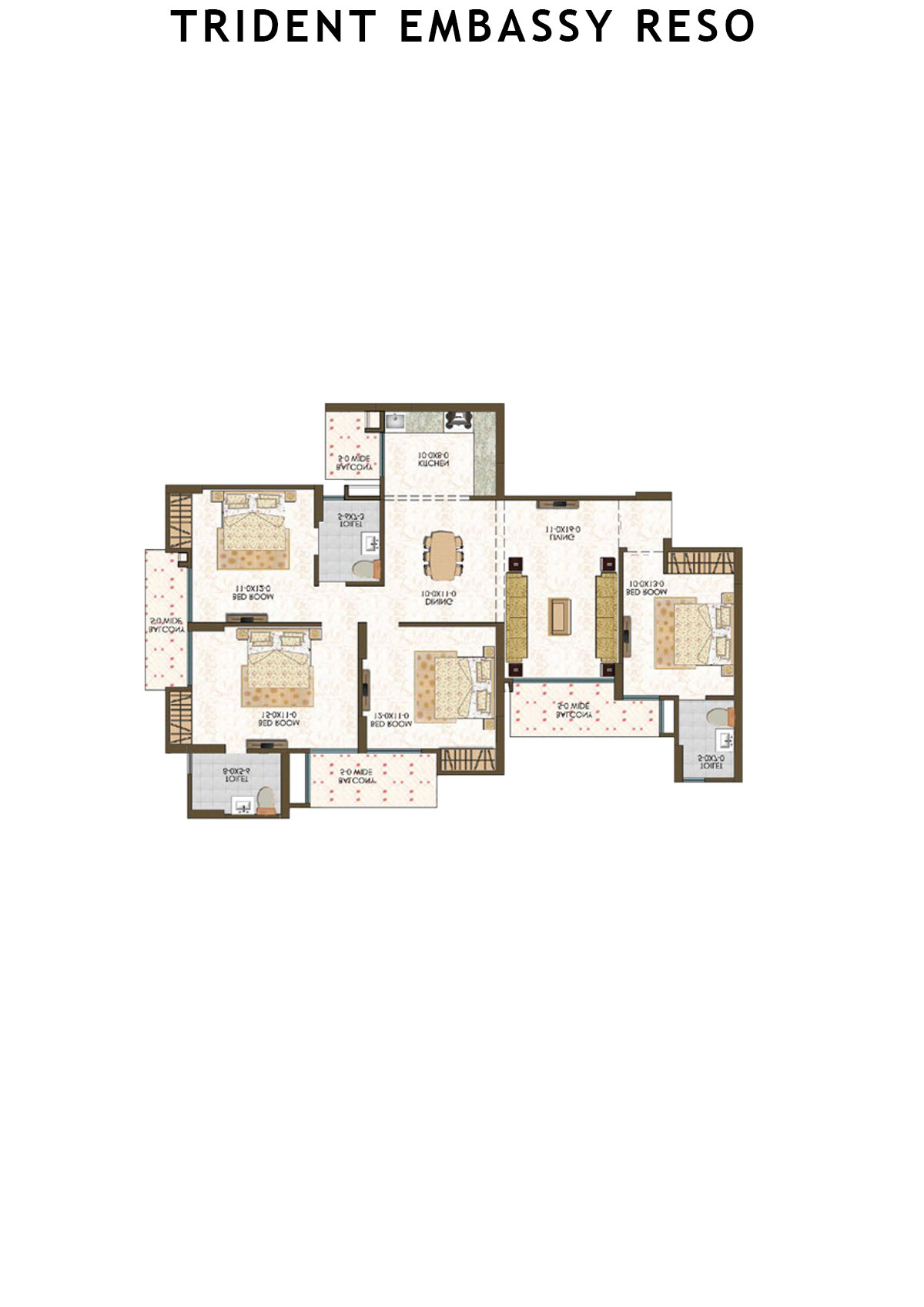 Trident Embassy Reso Tower 1 Unit 3 (Type 4) Floor Plan
