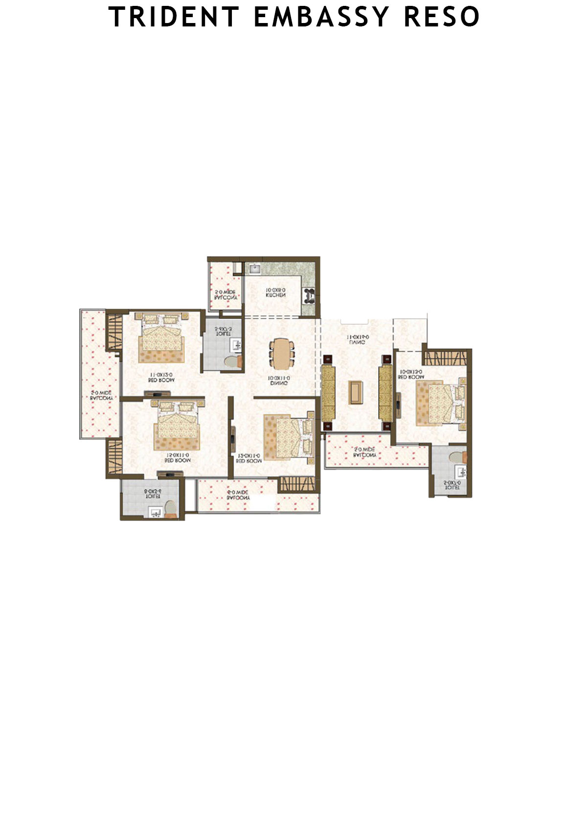 Trident Embassy Reso Tower 1 Unit 3 (Type 4A) Floor Plan