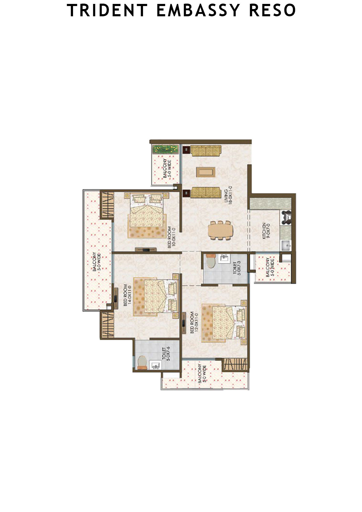 Trident Embassy Reso Tower 2 Unit 2 (Type 3(A) Floor Plan