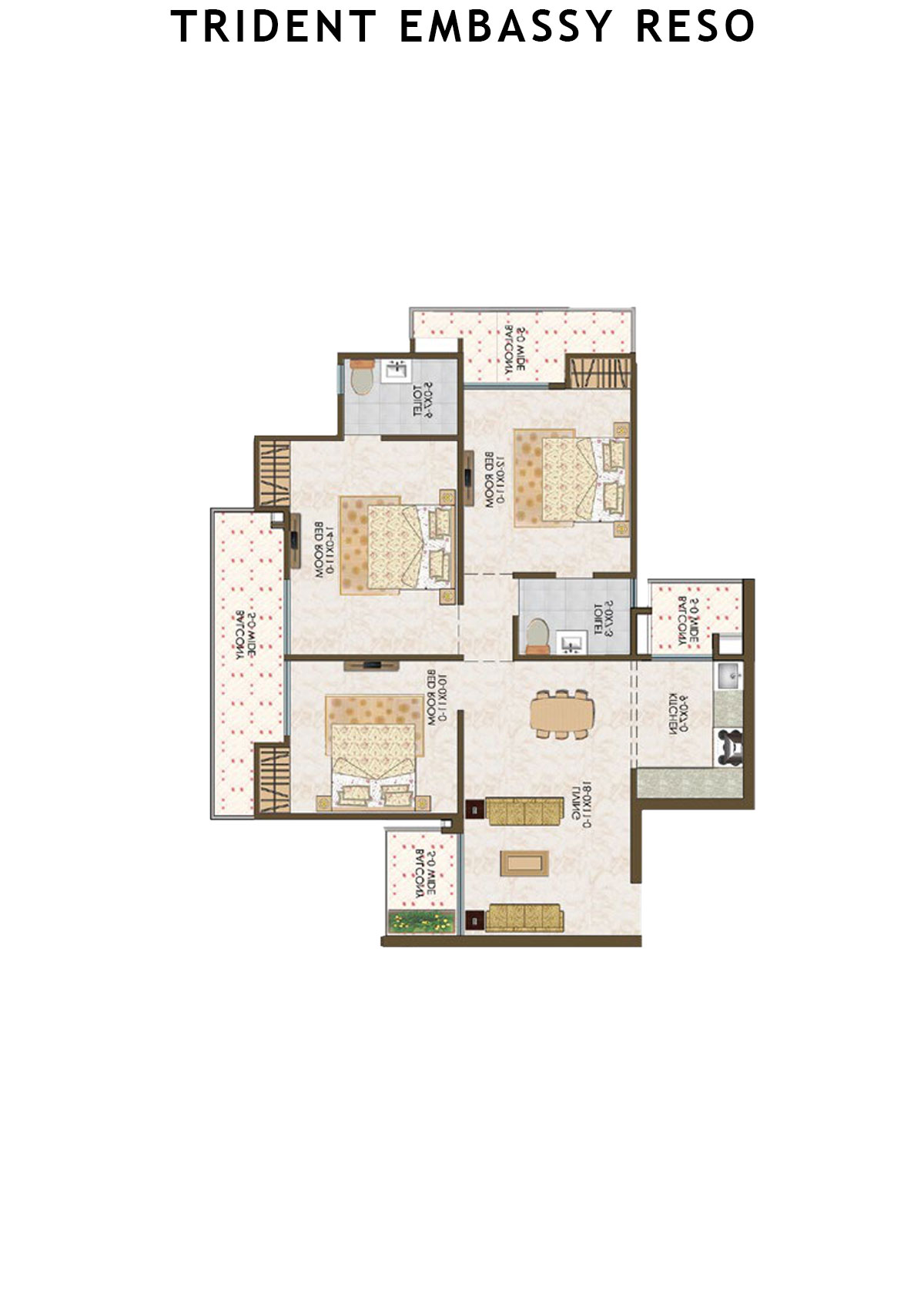 Trident Embassy Reso Tower 2 Unit 6 (Type 3(A) Floor Plan