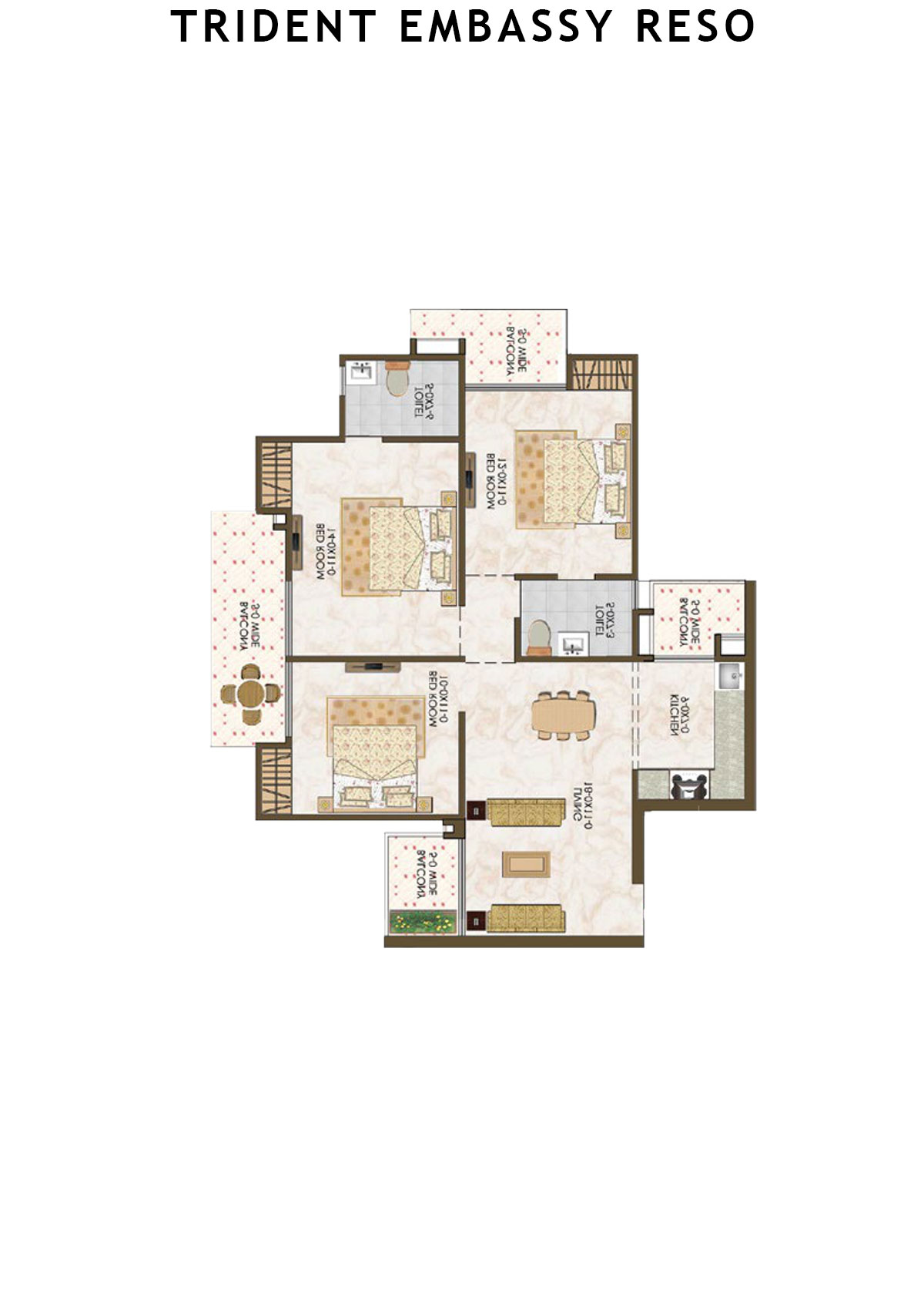 Trident Embassy Reso Tower 3 Unit 2 (Type 3) Floor Plan