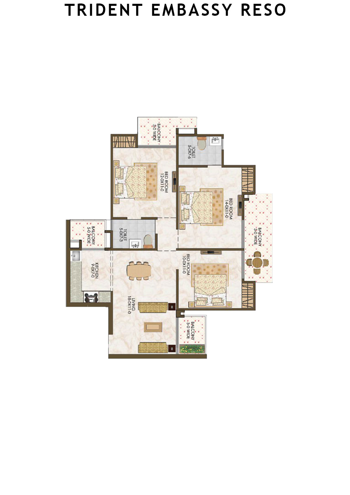 Trident Embassy Reso Tower 3 Unit 3 (Type 3) Floor Plan
