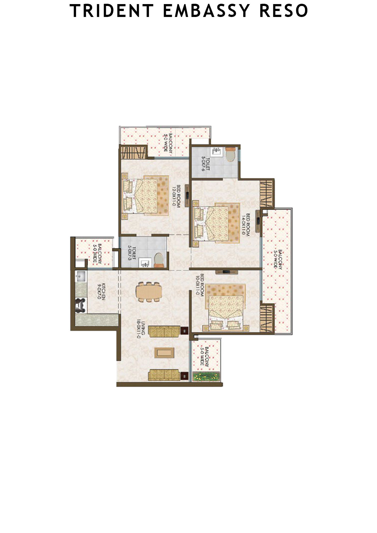 Trident Embassy Reso Tower 3 Unit 3 (Type 3(A) Floor Plan