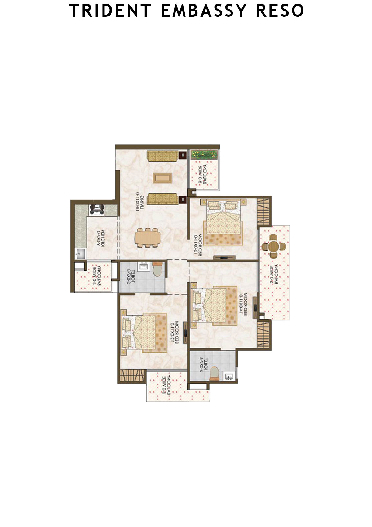 Trident Embassy Reso Tower 3 Unit 5 (Type 3) Floor Plan