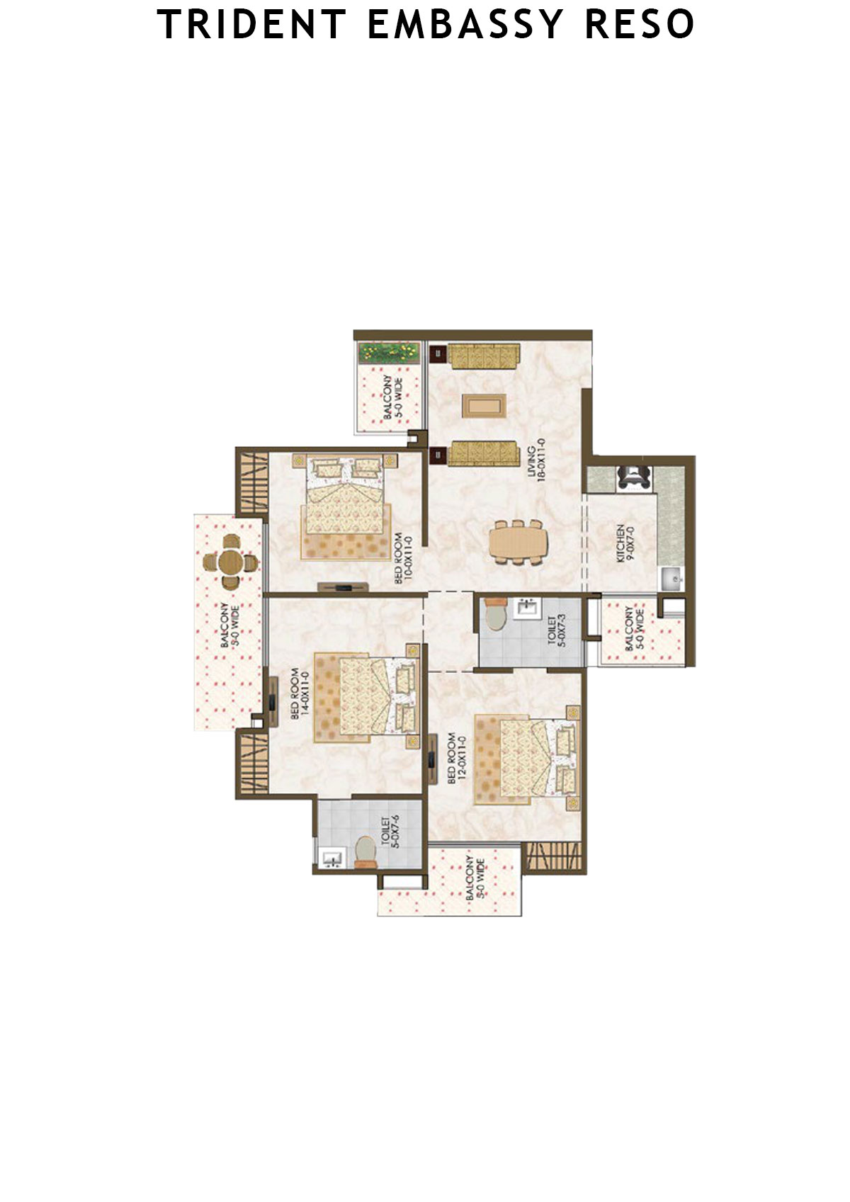 Trident Embassy Reso Tower 3 Unit 6 (Type 3) Floor Plan