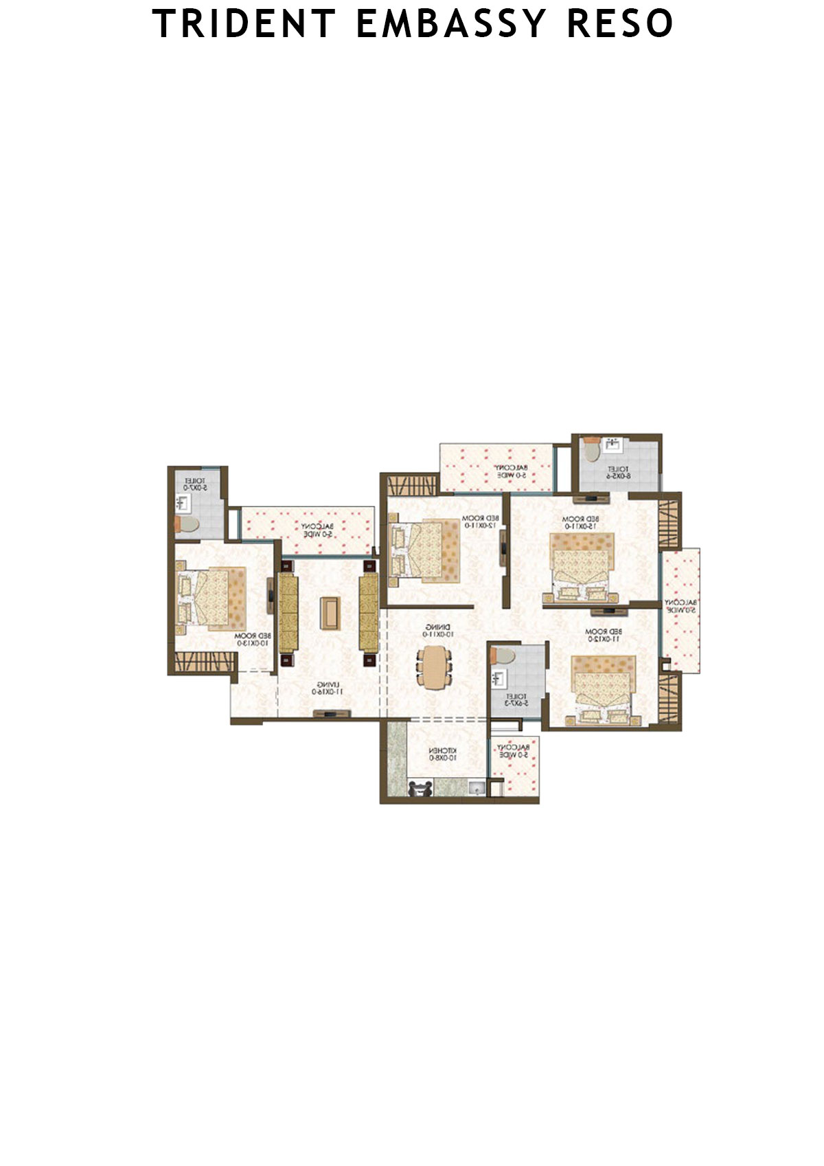 Trident Embassy Reso Tower 5 Unit 1 (Type 4) Floor Plan