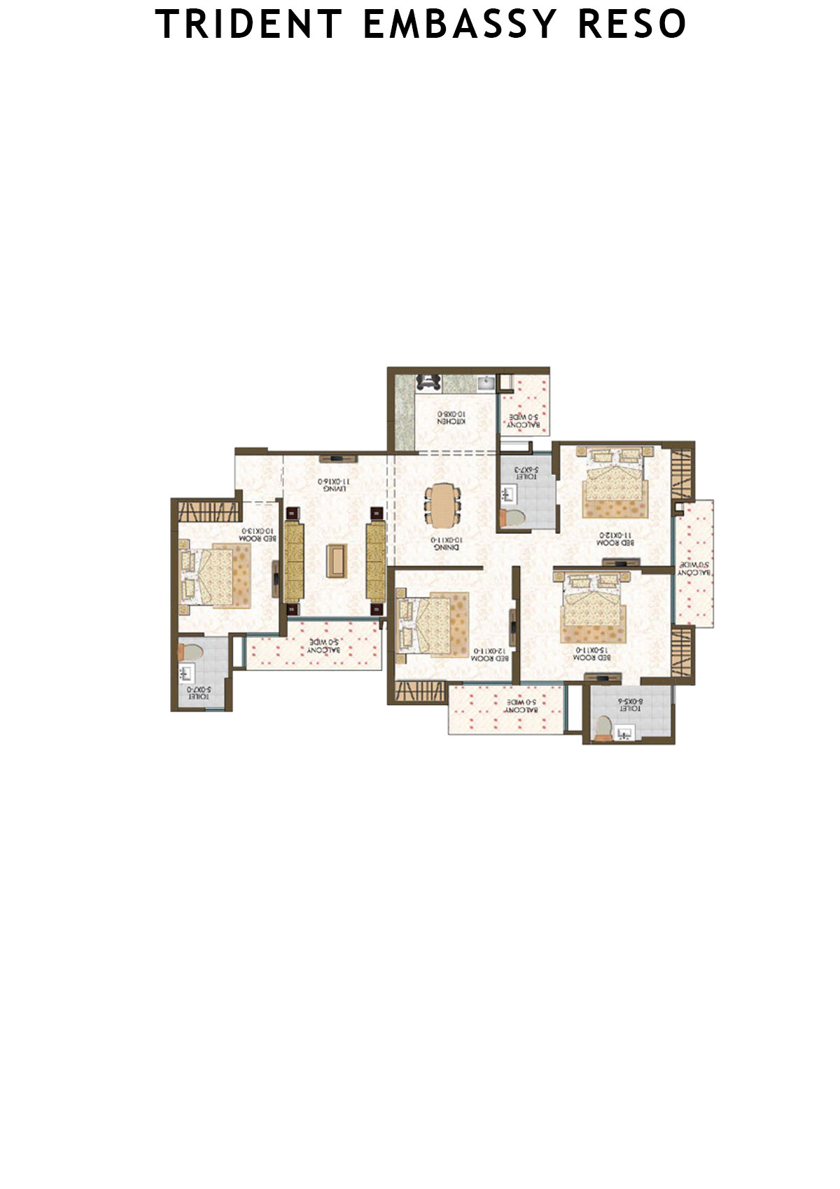 Trident Embassy Reso Tower 5 Unit 3 (Type 4) Floor Plan