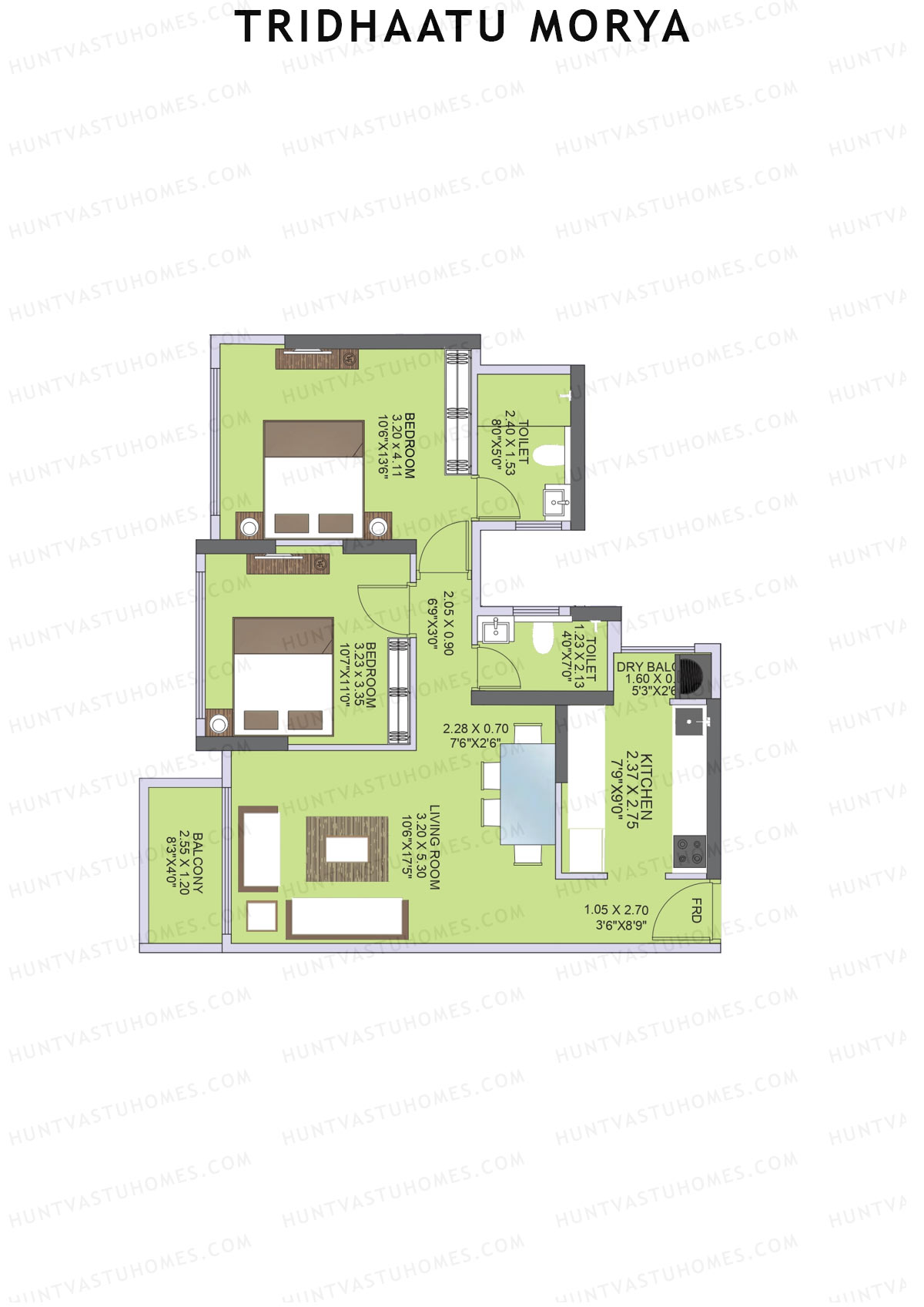 Tridhaatu Morya Wing A Unit 1 (Type III) Floor Plan