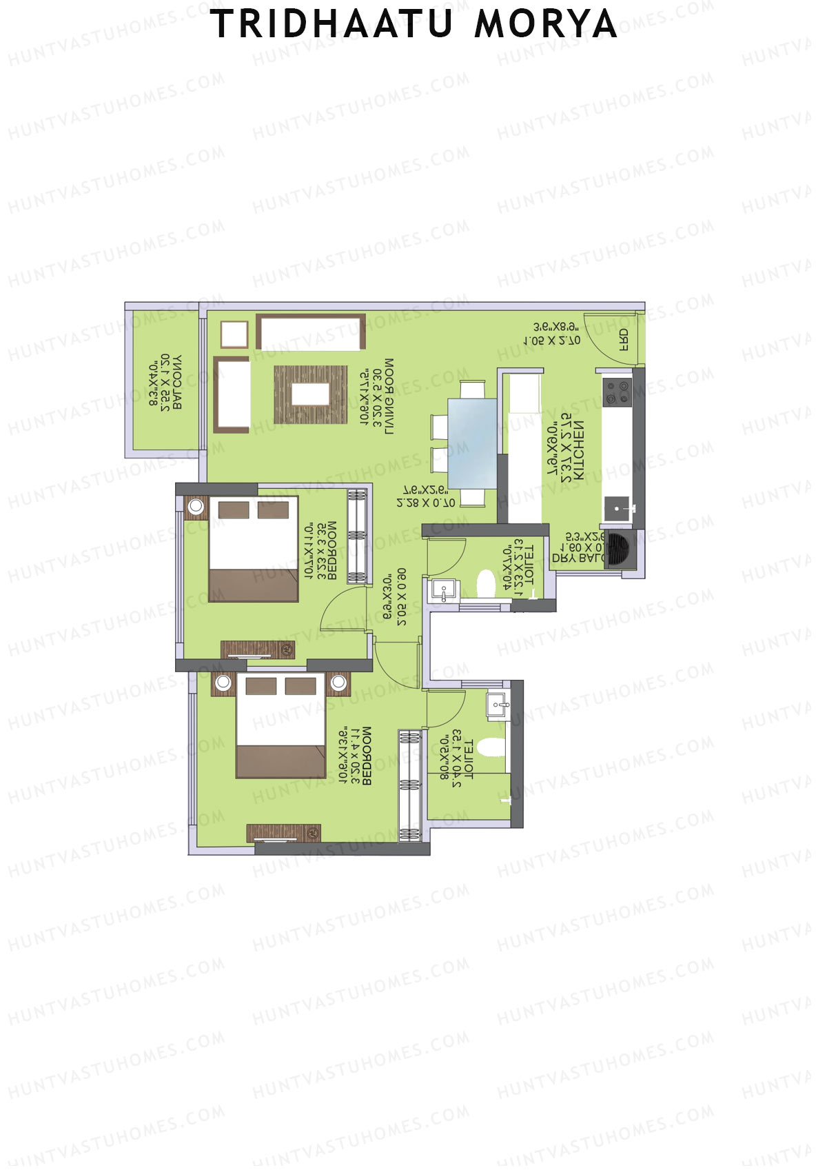Tridhaatu Morya Wing A Unit 2 (Type III) Floor Plan