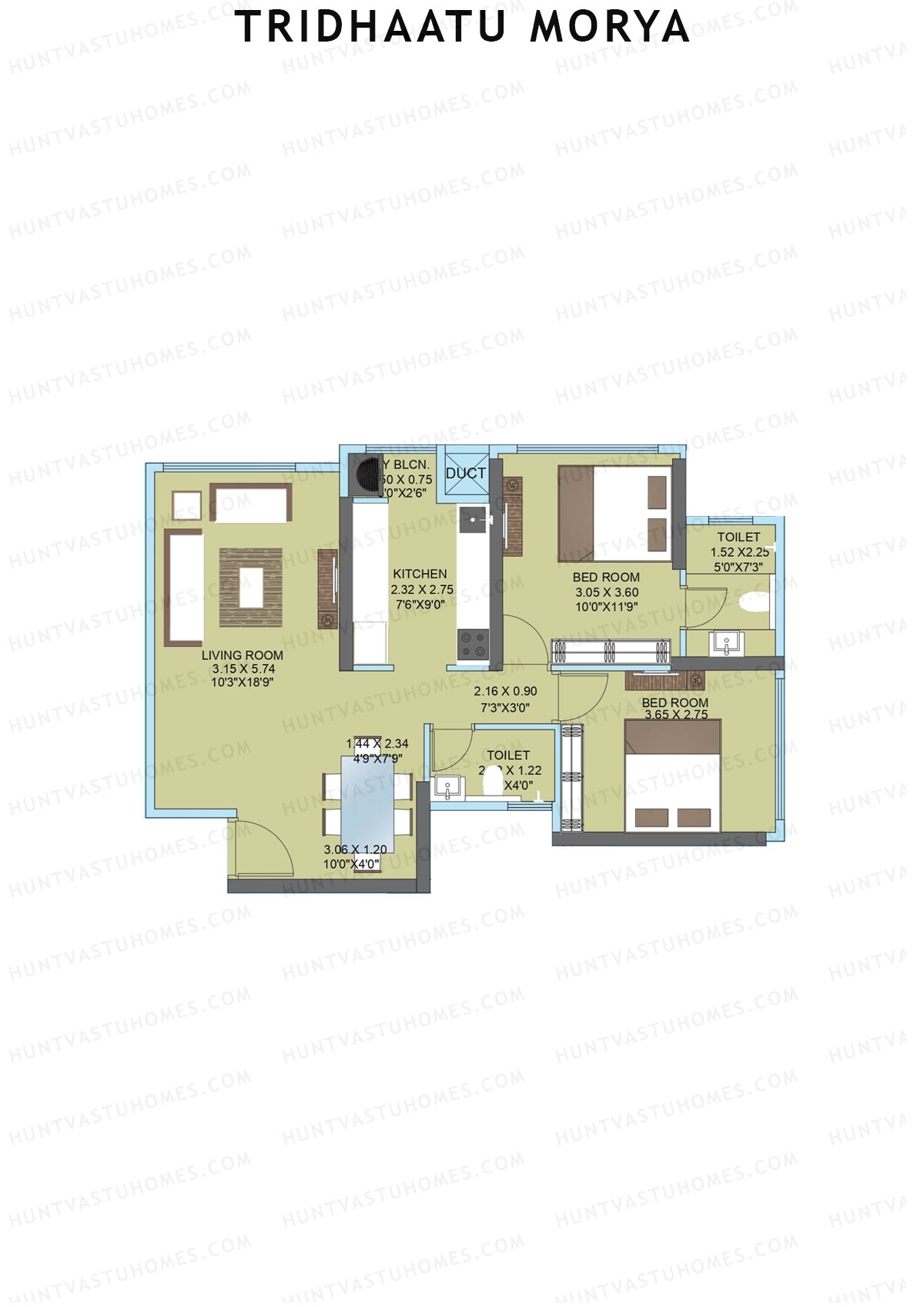Tridhaatu Morya Wing A Unit 5 (Type III) Floor Plan